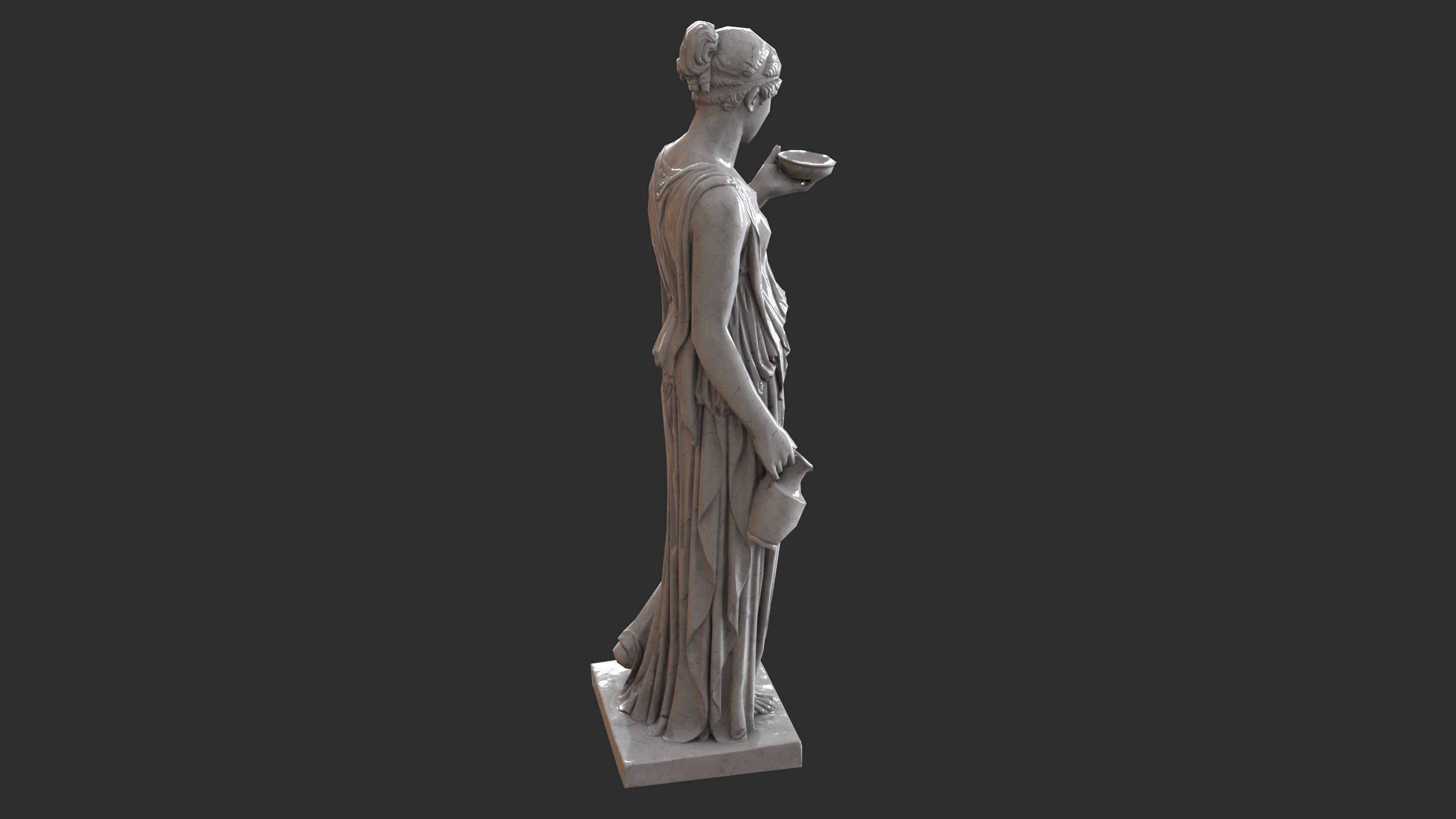 Hebe Statue - Marble Low-poly 3D model_3