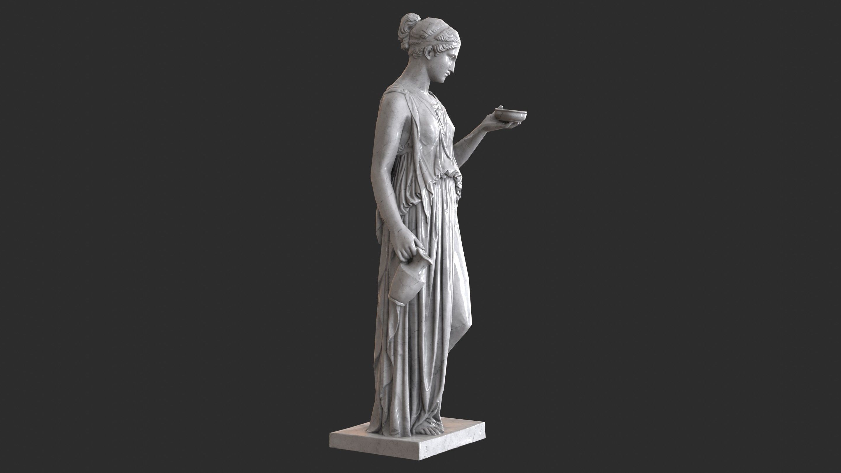 Hebe Statue - Marble Low-poly 3D model_2