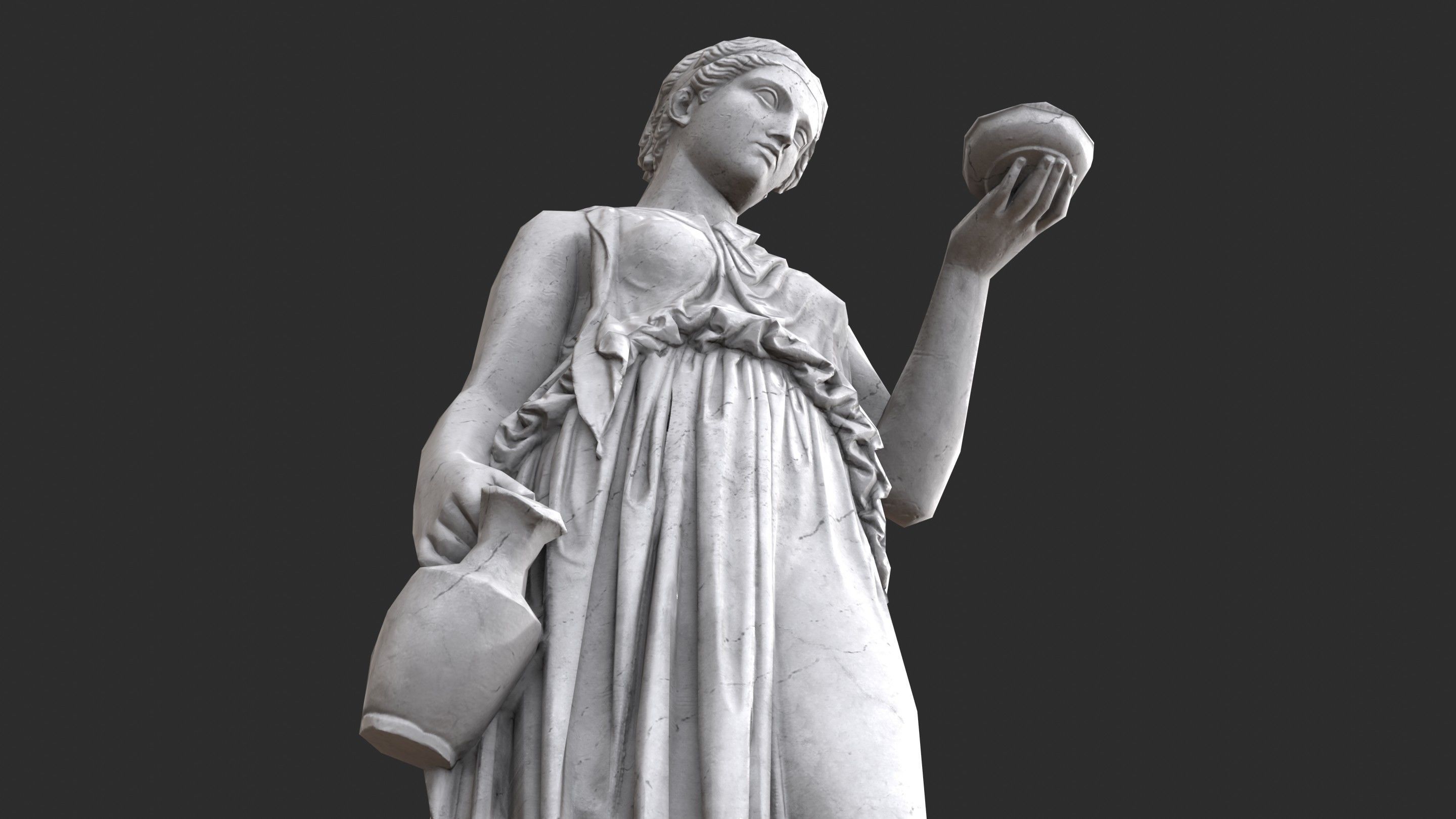 Hebe Statue - Marble Low-poly 3D model_10