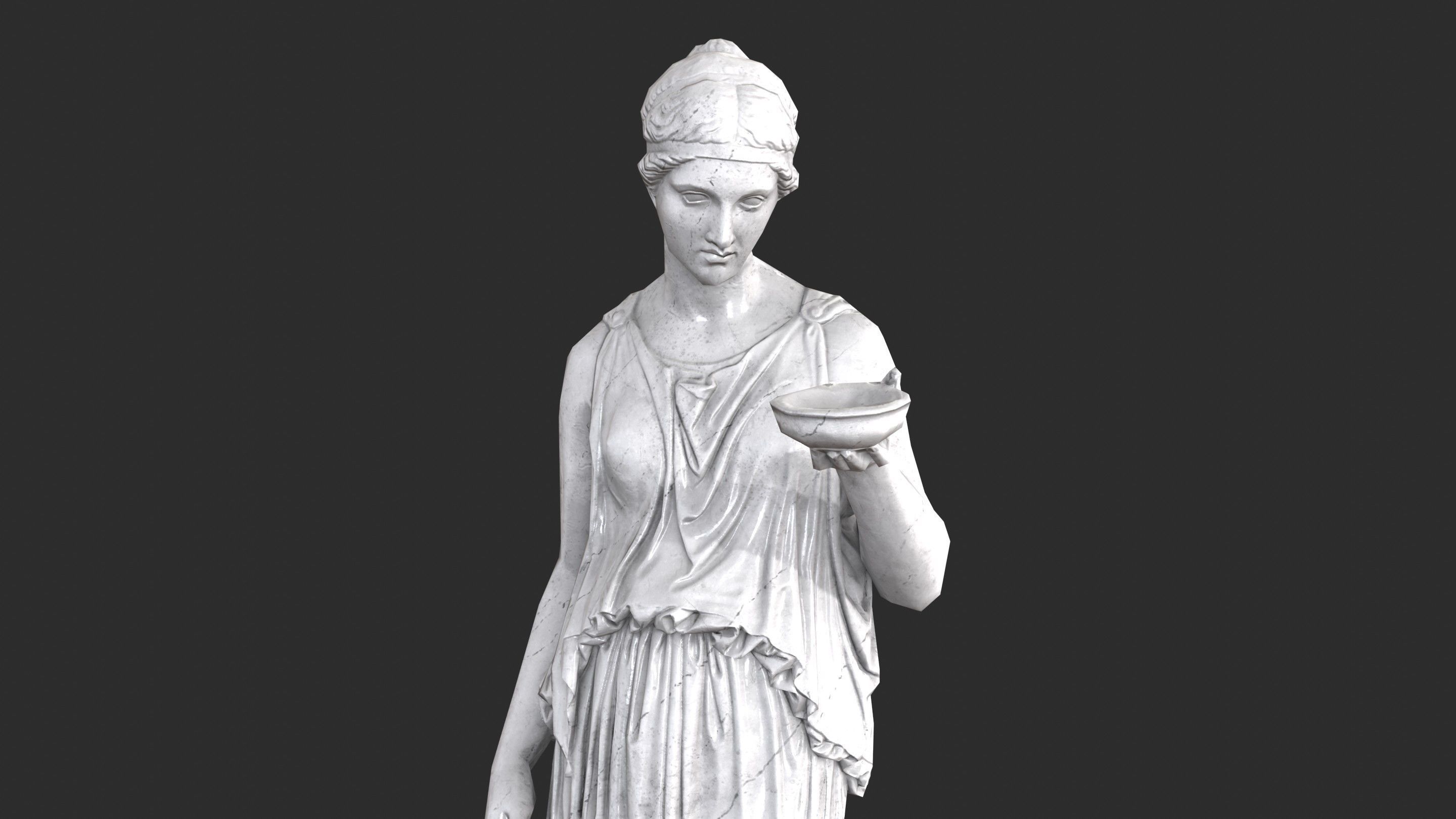 Hebe Statue - Marble Low-poly 3D model_9
