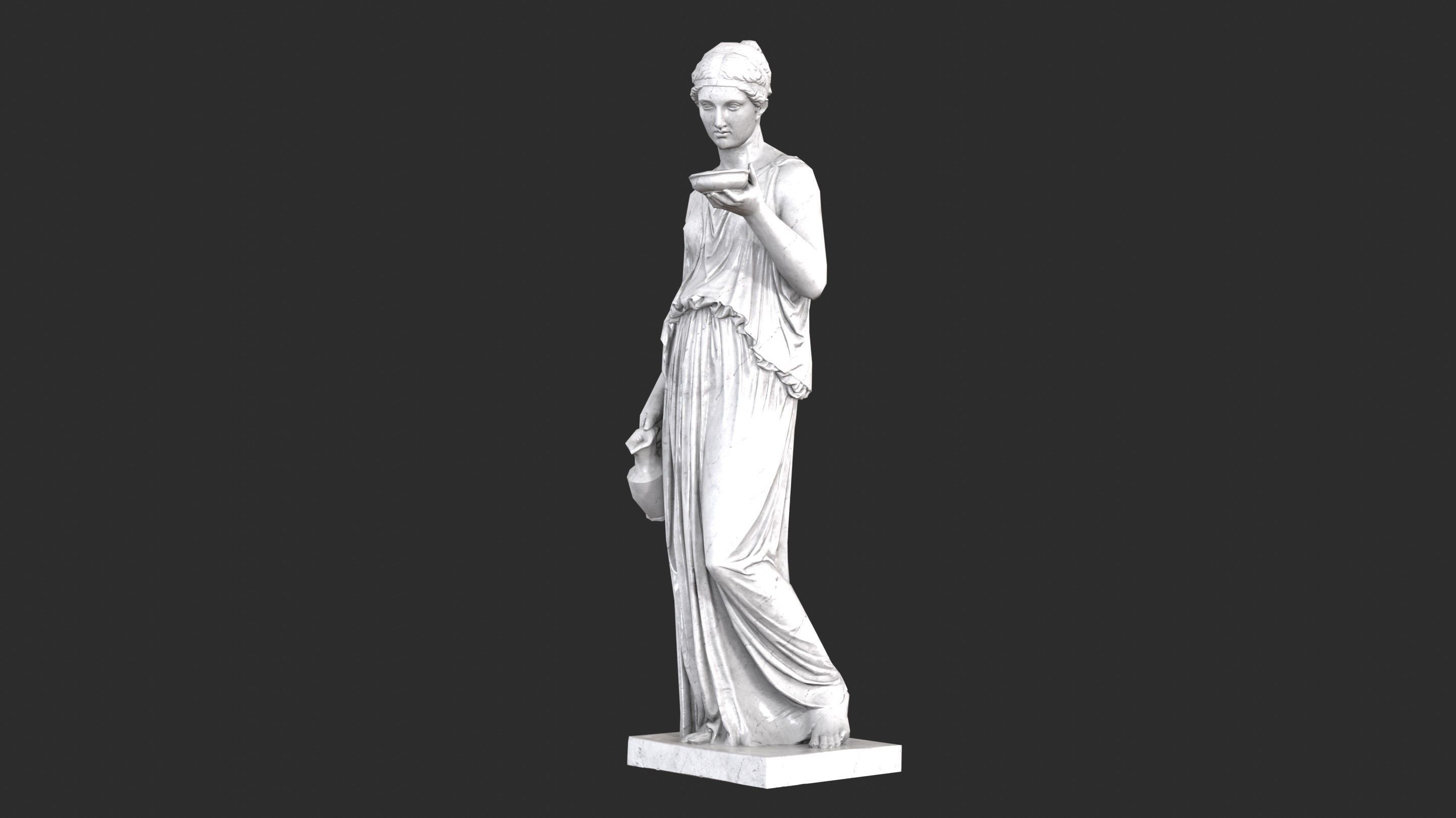 Hebe Statue - Marble Low-poly 3D model_8