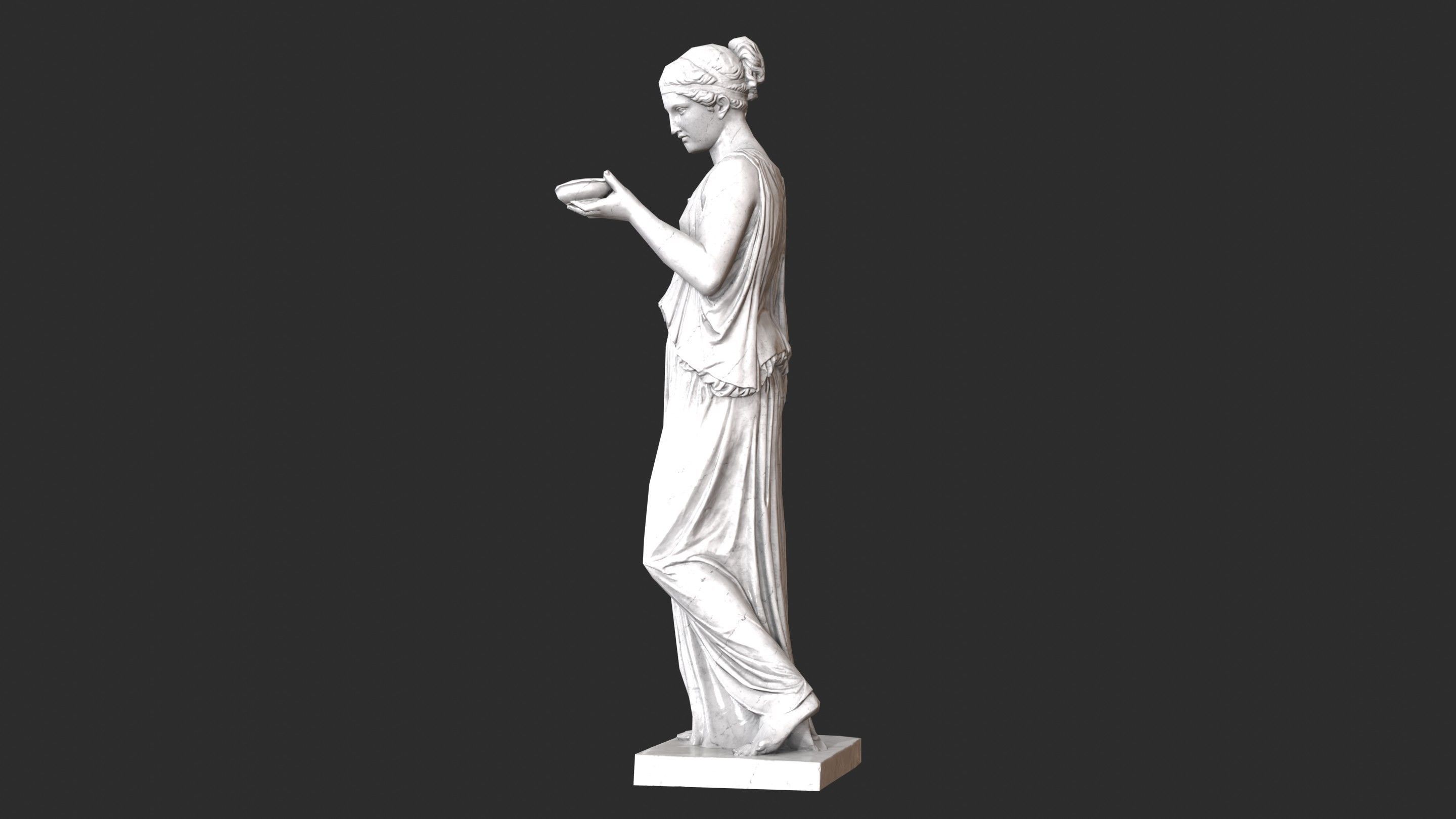 Hebe Statue - Marble Low-poly 3D model_6