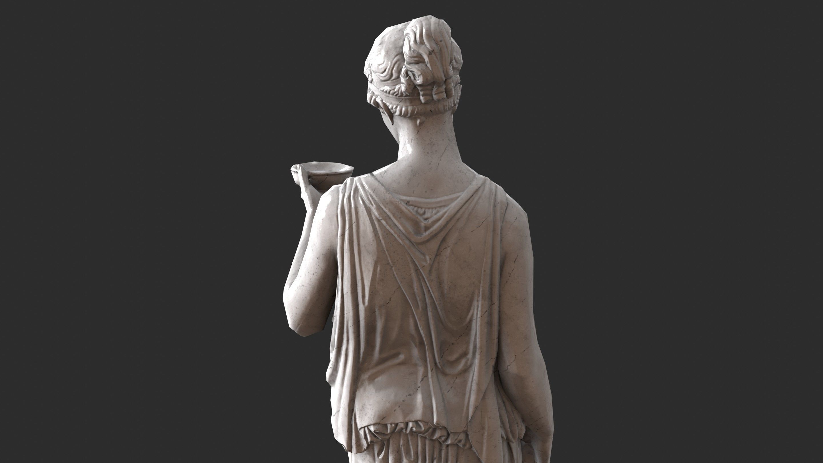 Hebe Statue - Marble Low-poly 3D model_11