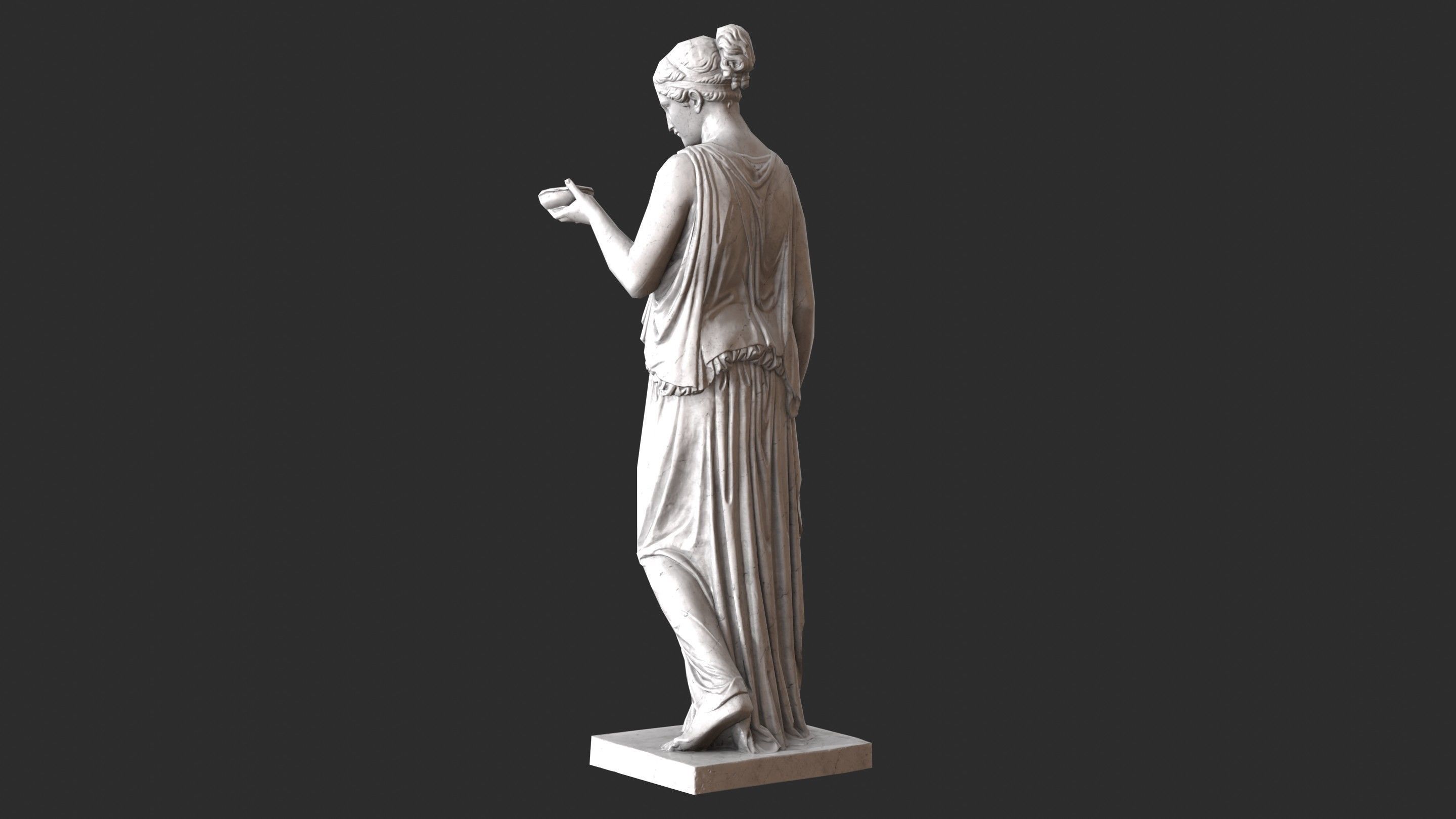 Hebe Statue - Marble Low-poly 3D model_5