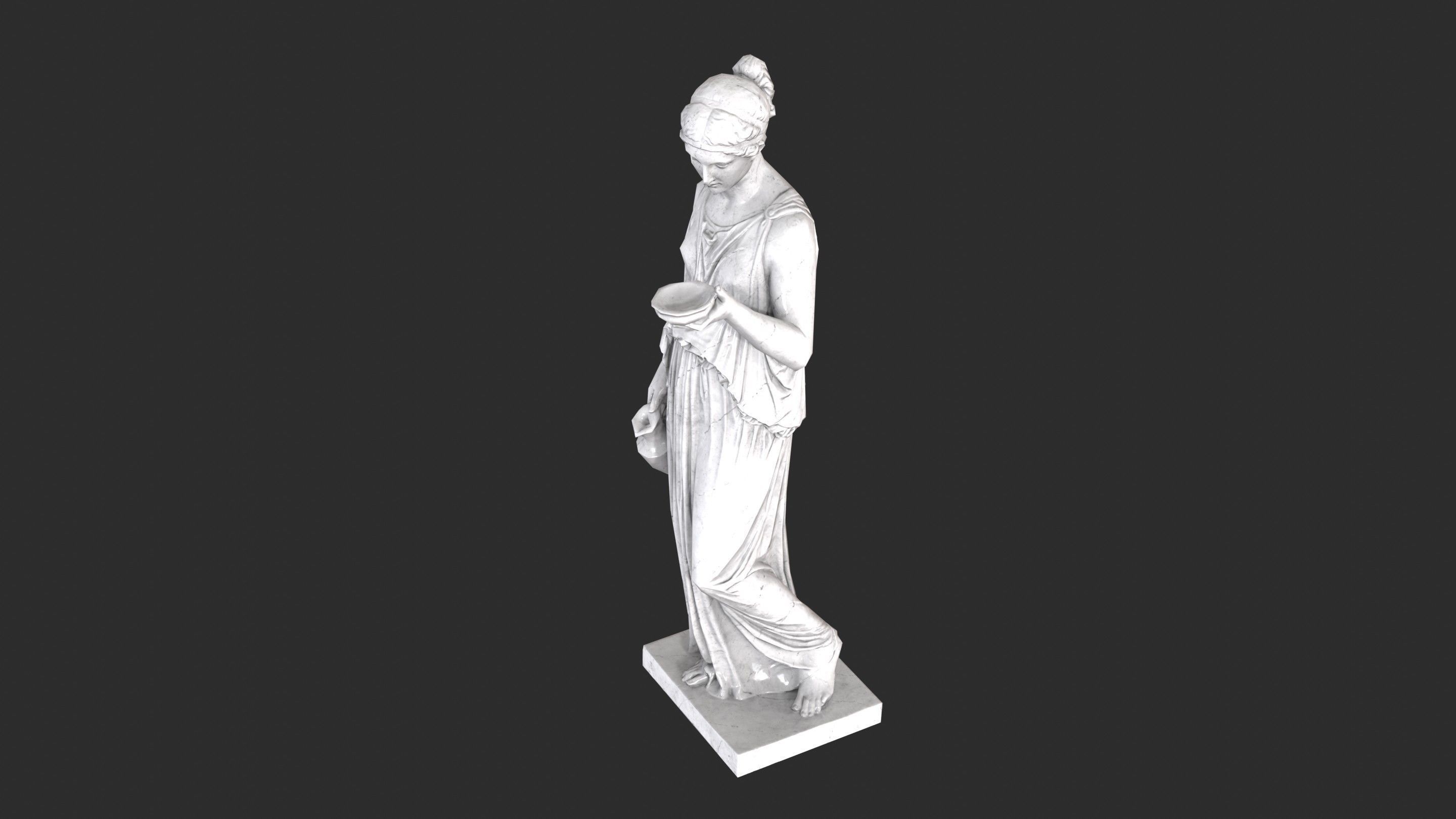 Hebe Statue - Marble Low-poly 3D model_7