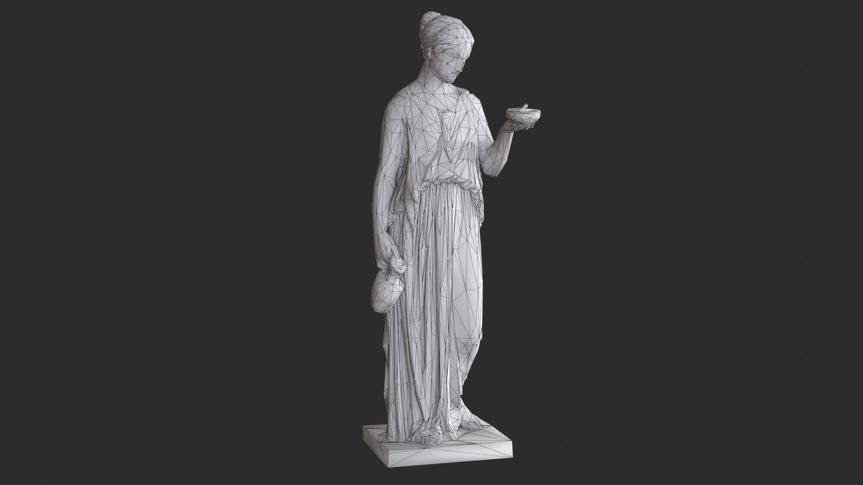 Hebe Statue - Marble Low-poly 3D model_12