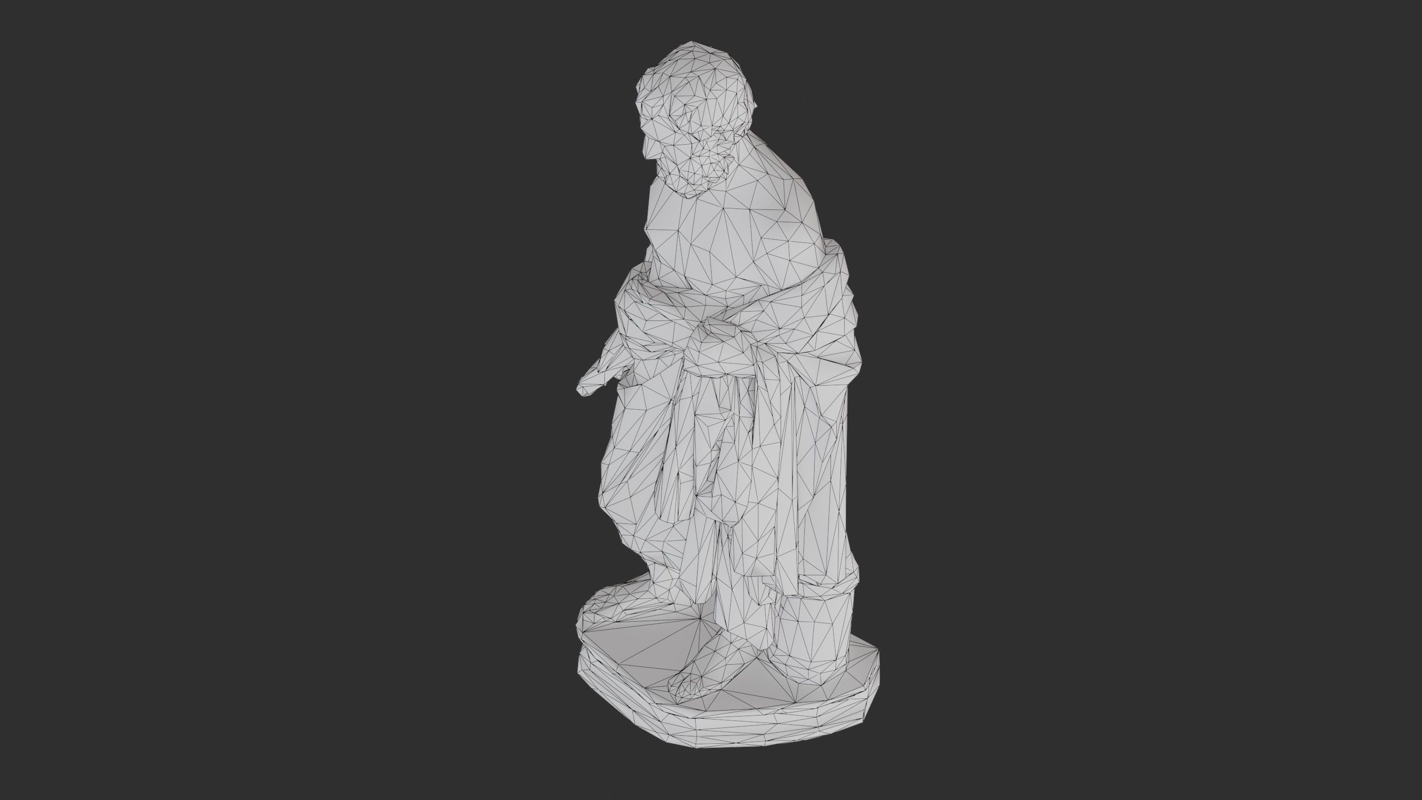 Greek Man Statue - Granite Low-poly 3D model_19