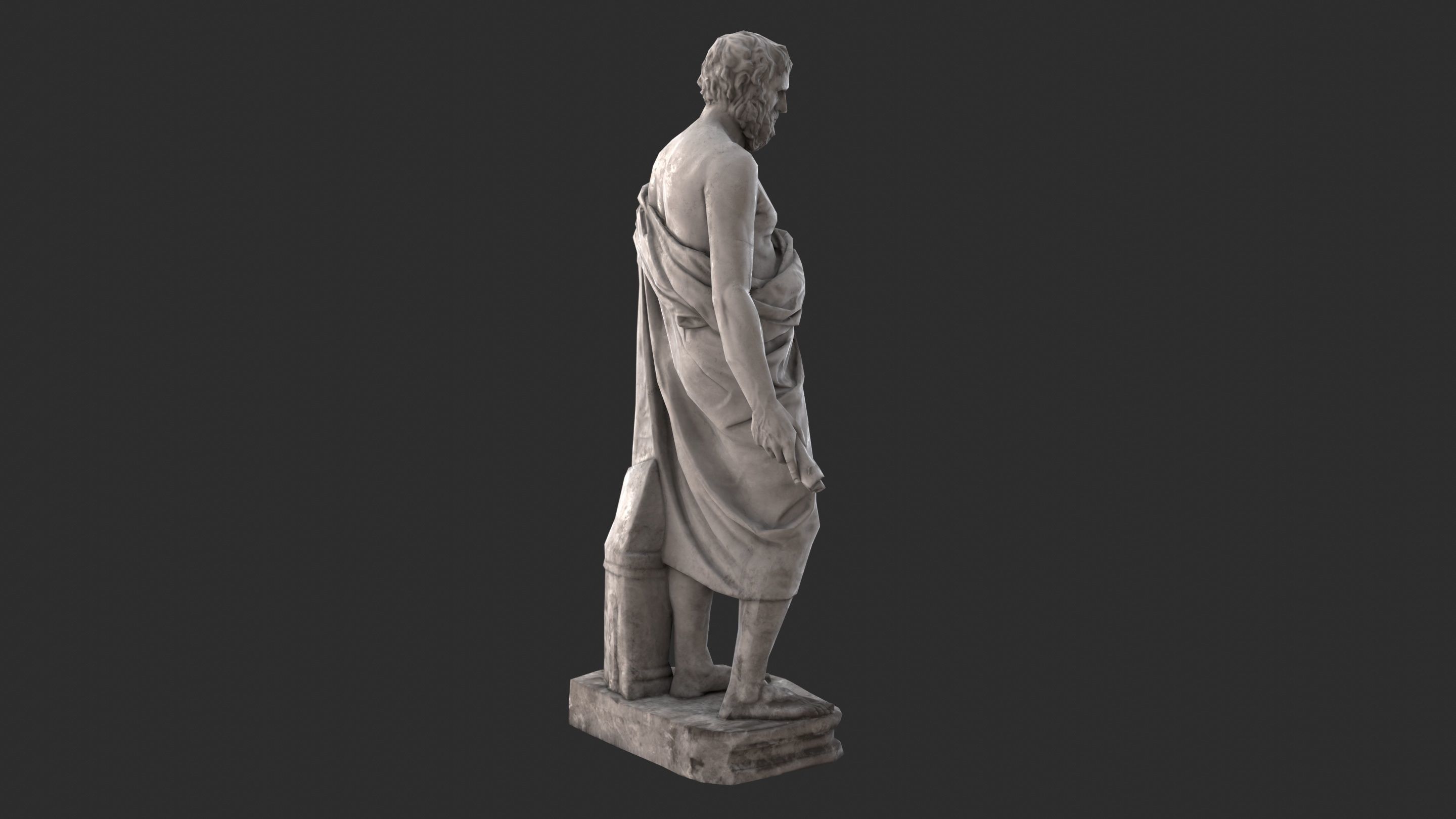Greek Man Statue - Granite Low-poly 3D model_4
