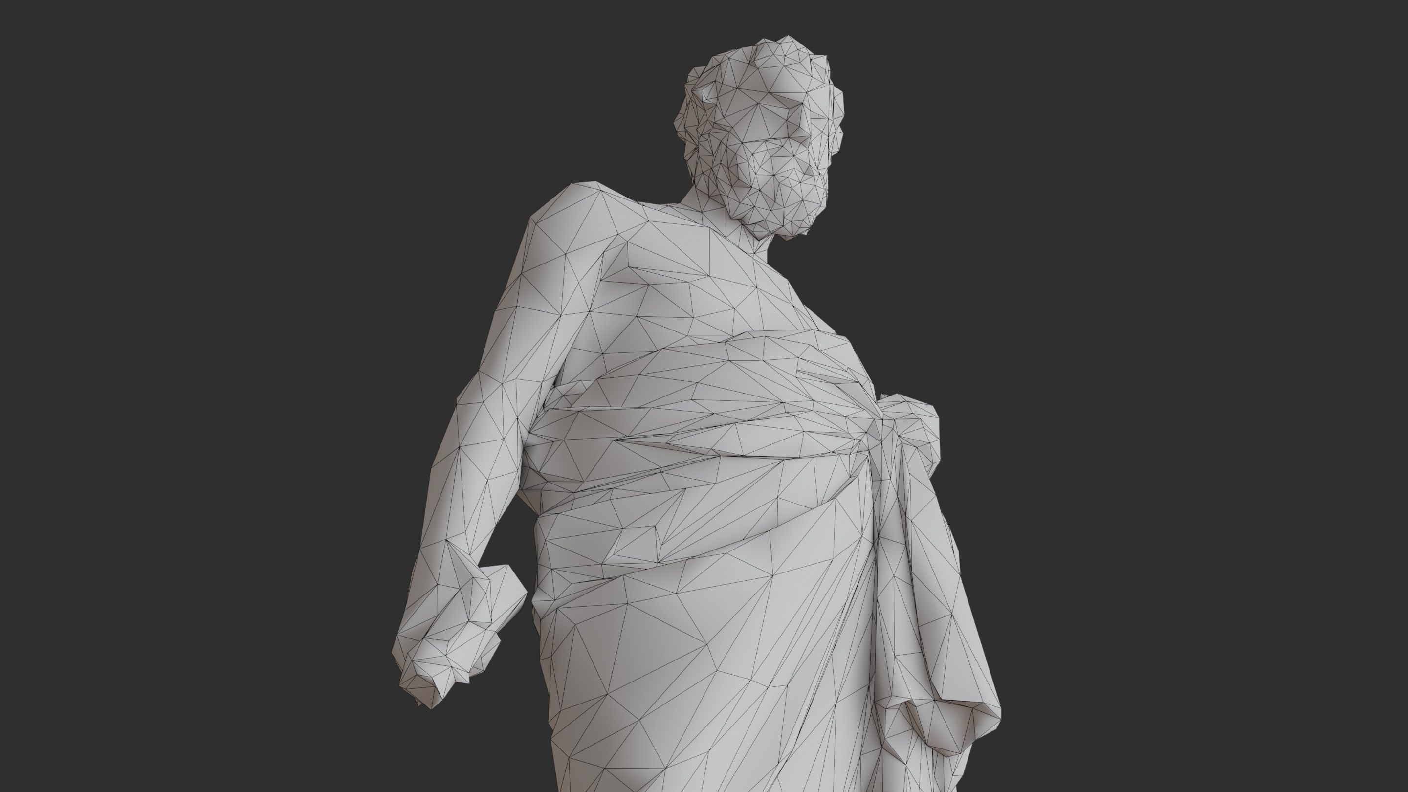 Greek Man Statue - Granite Low-poly 3D model_22
