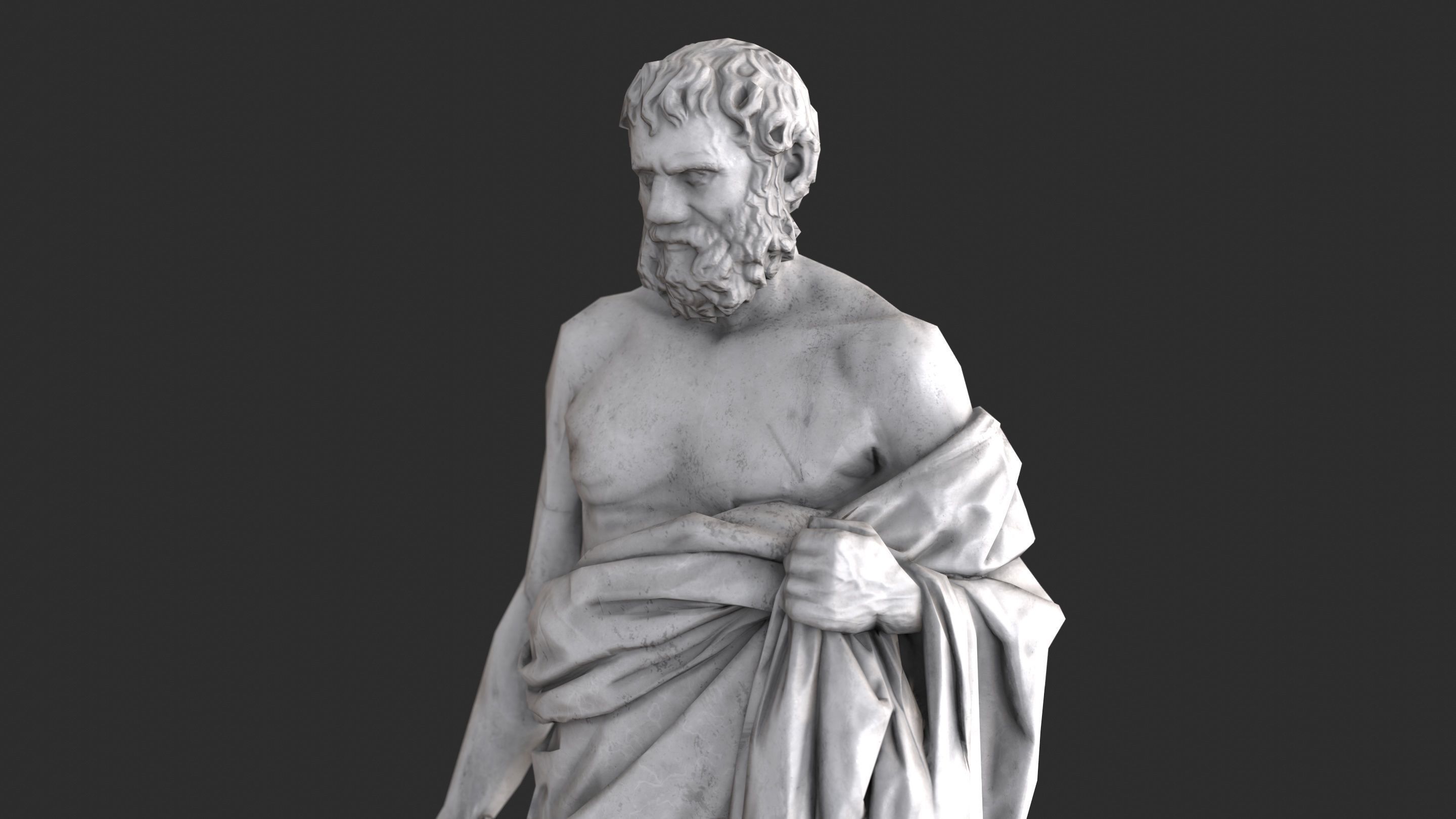 Greek Man Statue - Granite Low-poly 3D model_9