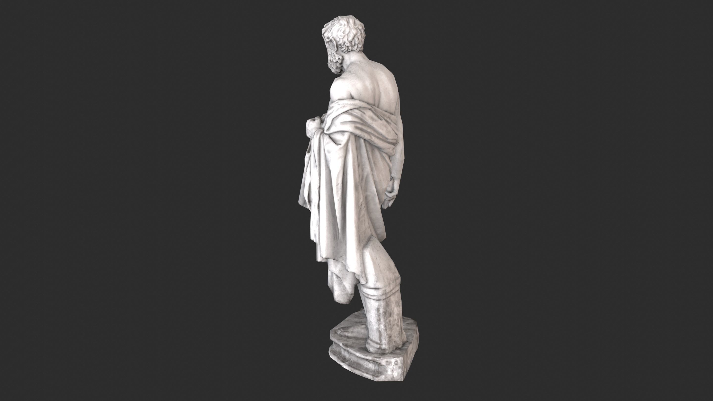 Greek Man Statue - Granite Low-poly 3D model_6