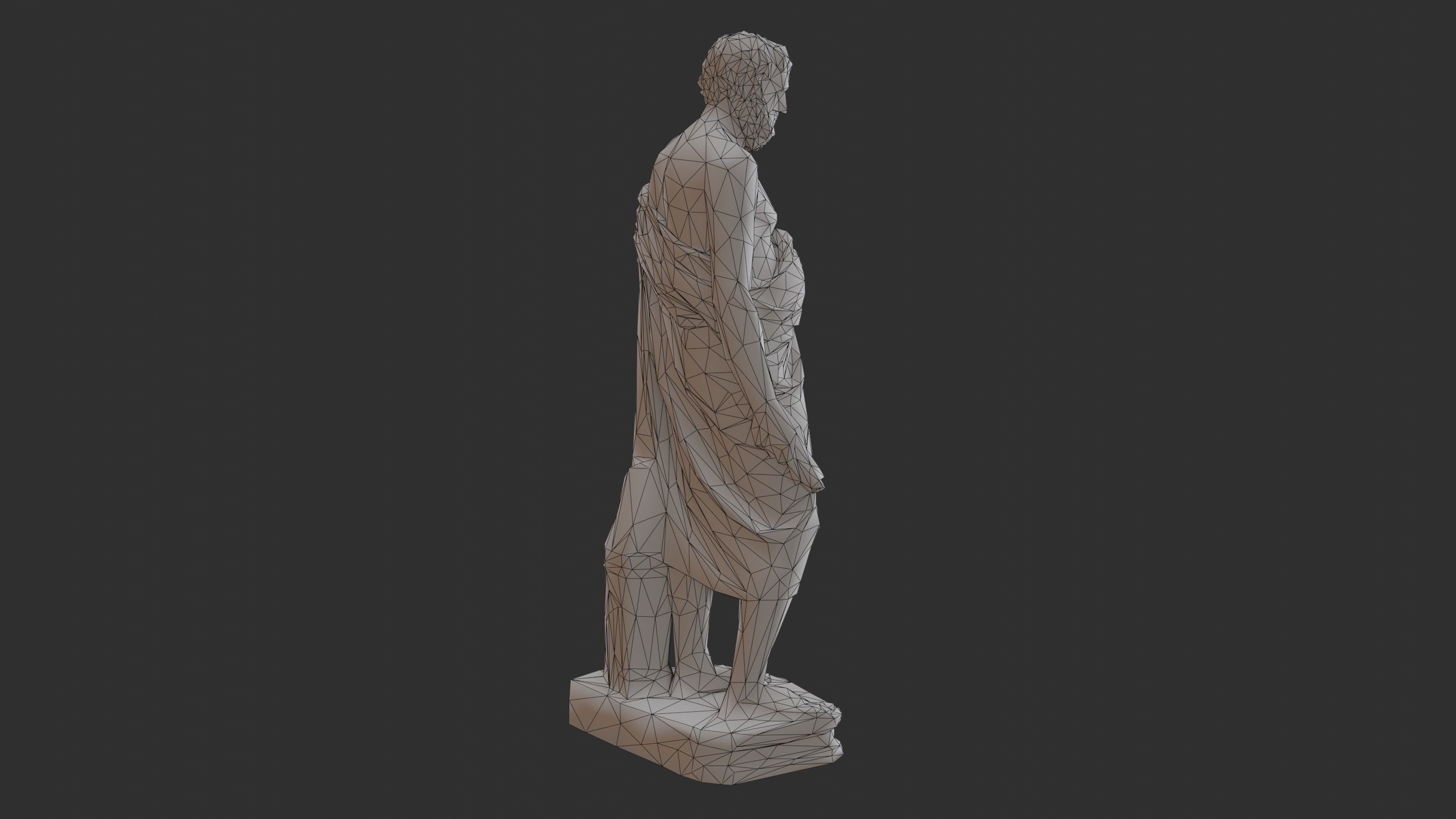 Greek Man Statue - Granite Low-poly 3D model_16