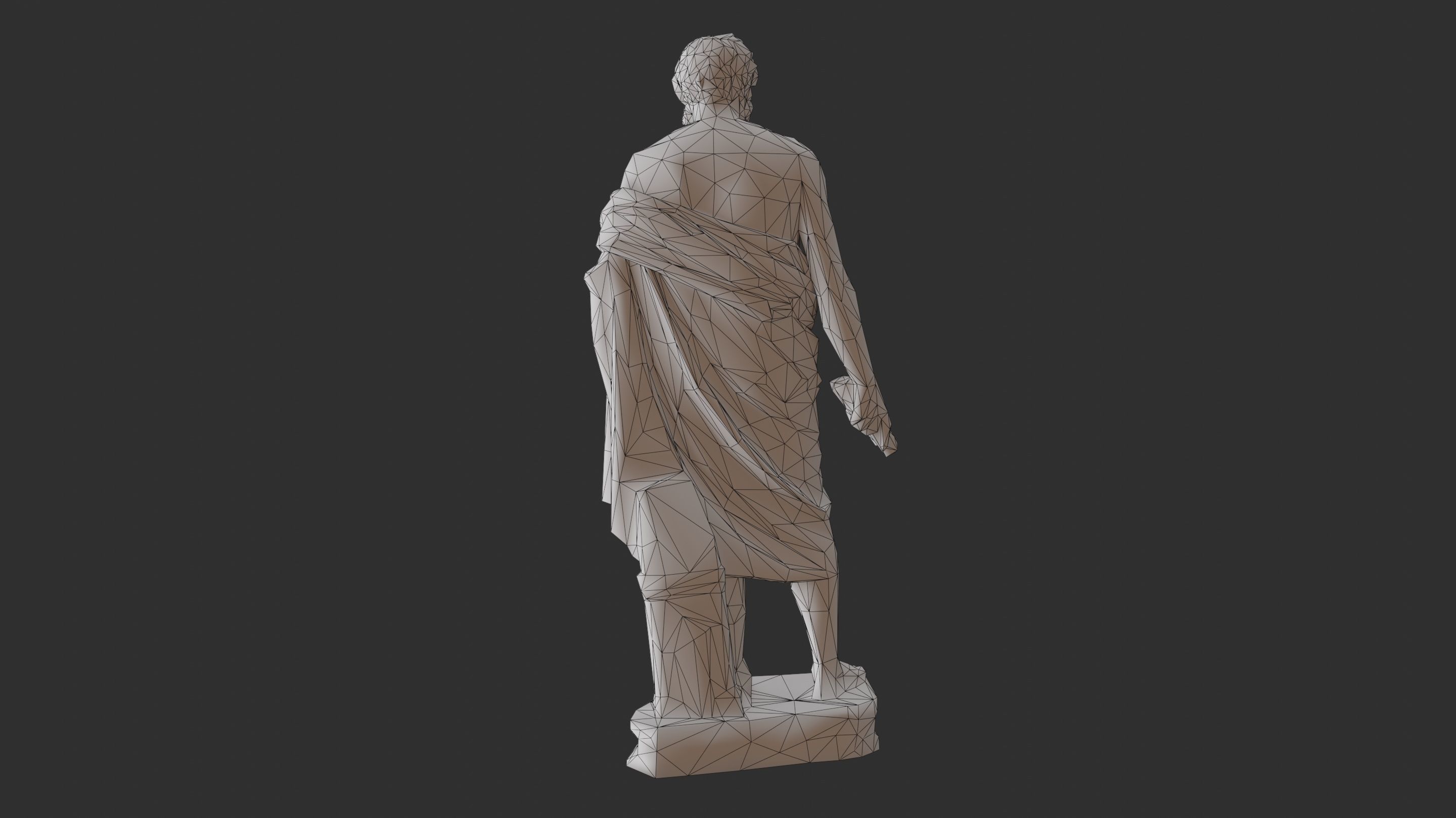 Greek Man Statue - Granite Low-poly 3D model_17