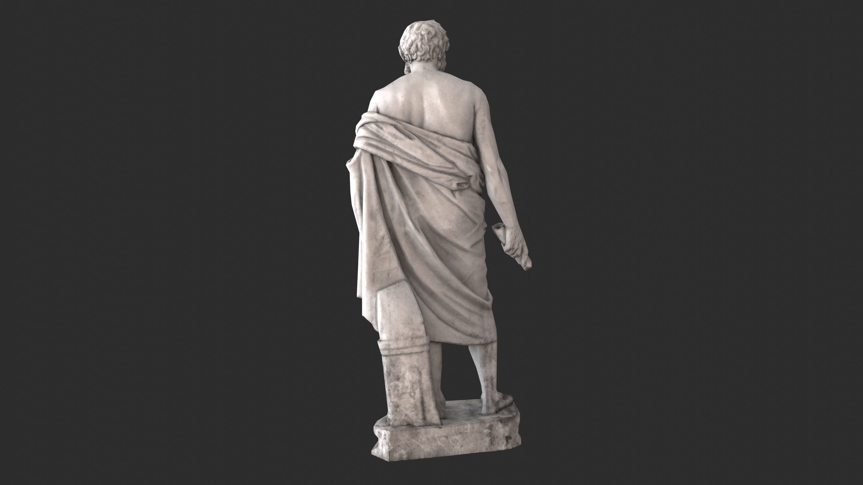 Greek Man Statue - Granite Low-poly 3D model_5