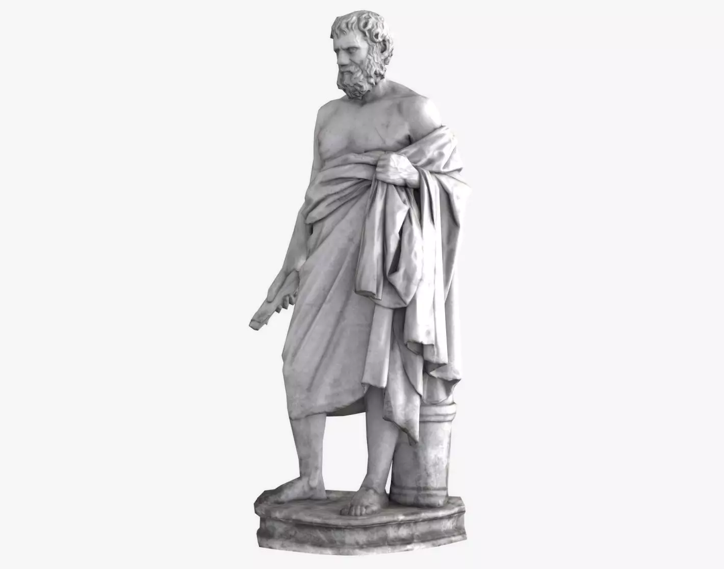 Greek Man Statue - Granite Low-poly 3D model_0