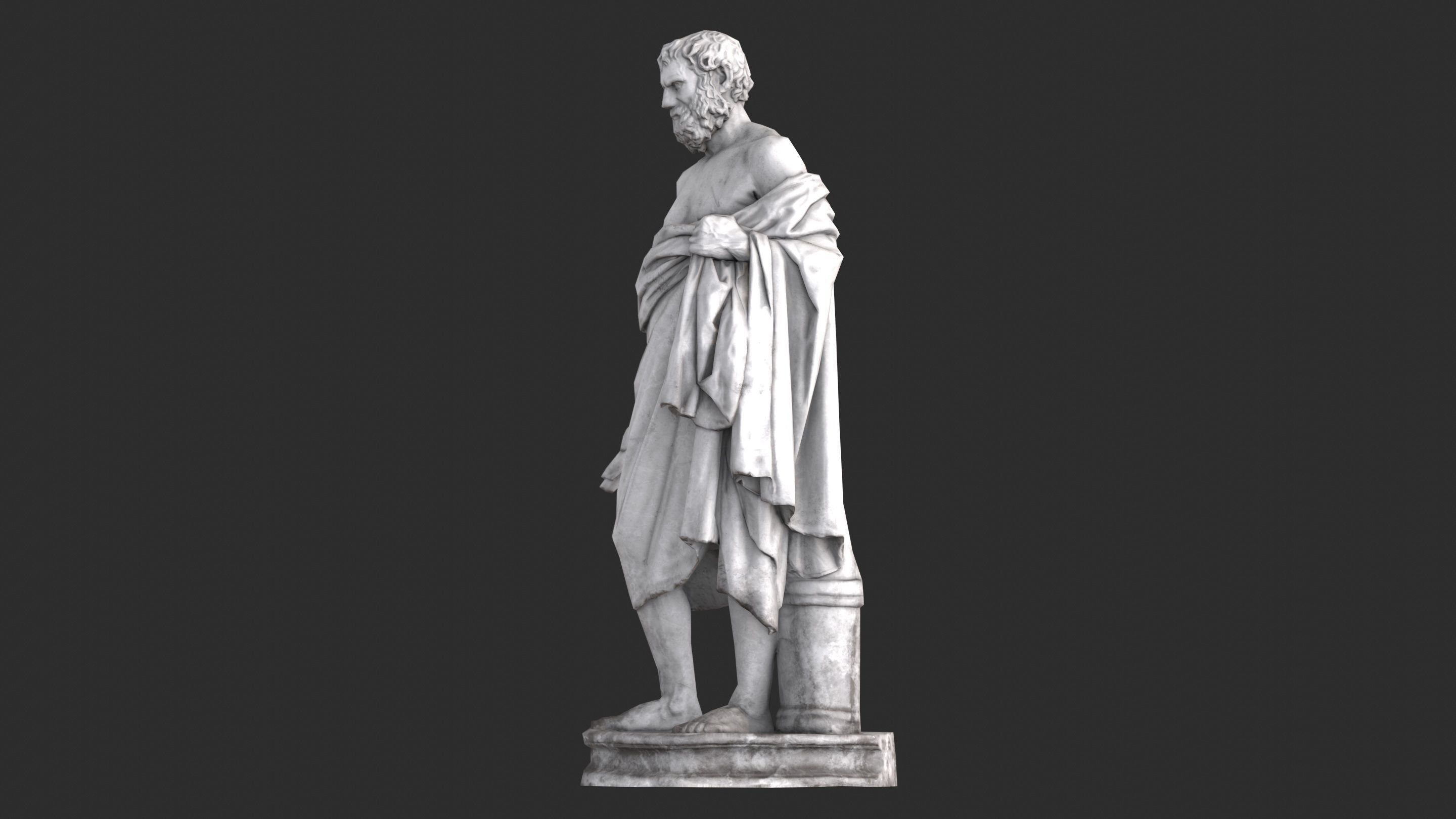Greek Man Statue - Granite Low-poly 3D model_8