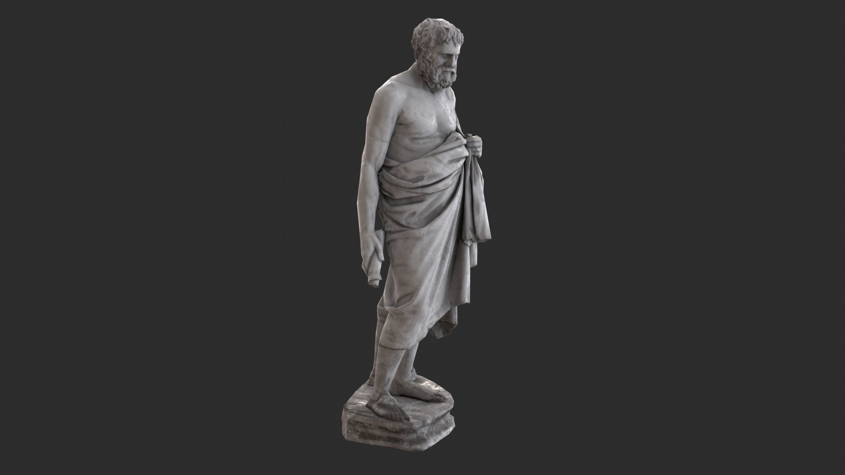 Greek Man Statue - Granite Low-poly 3D model_3