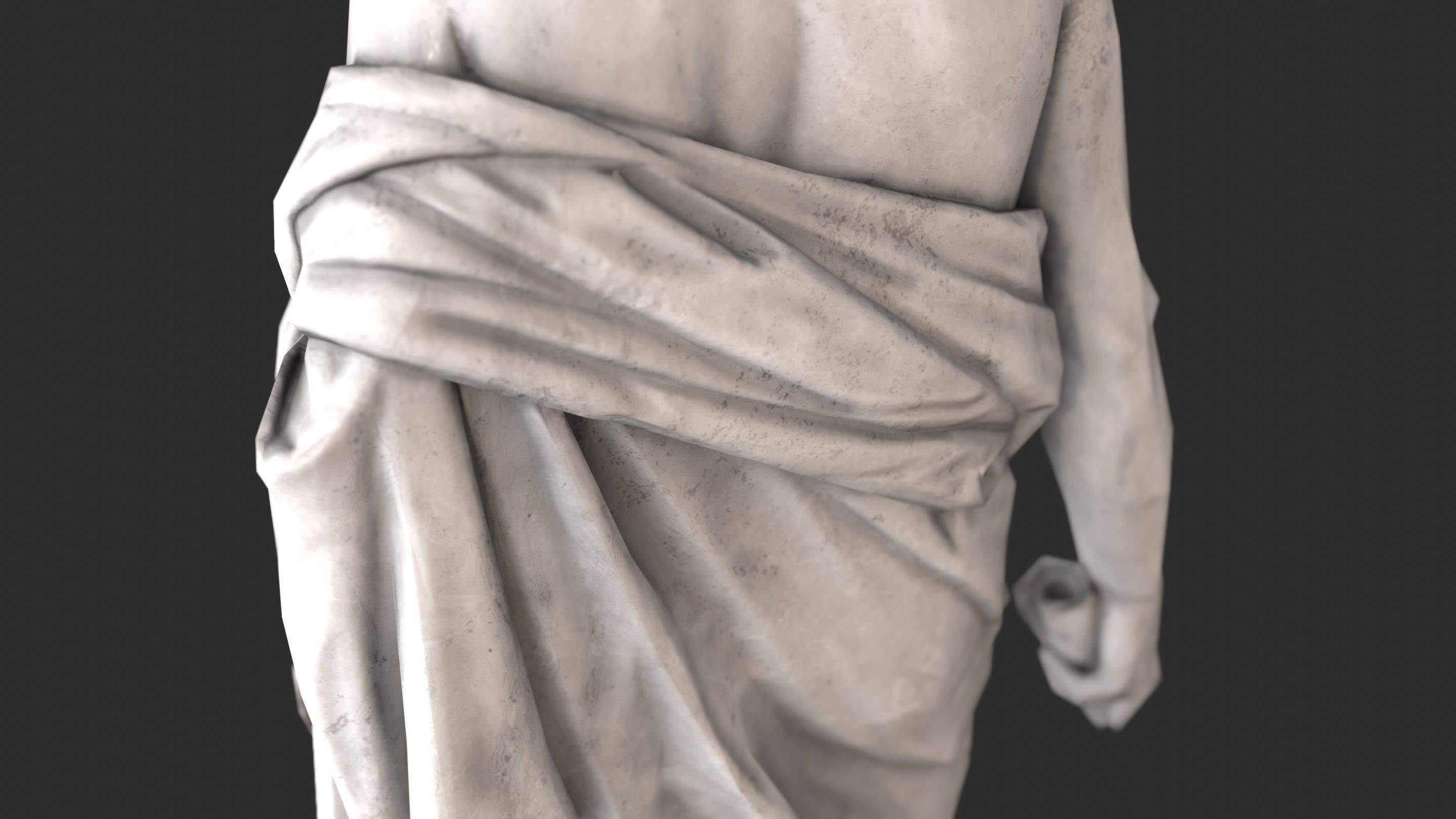 Greek Man Statue - Granite Low-poly 3D model_12