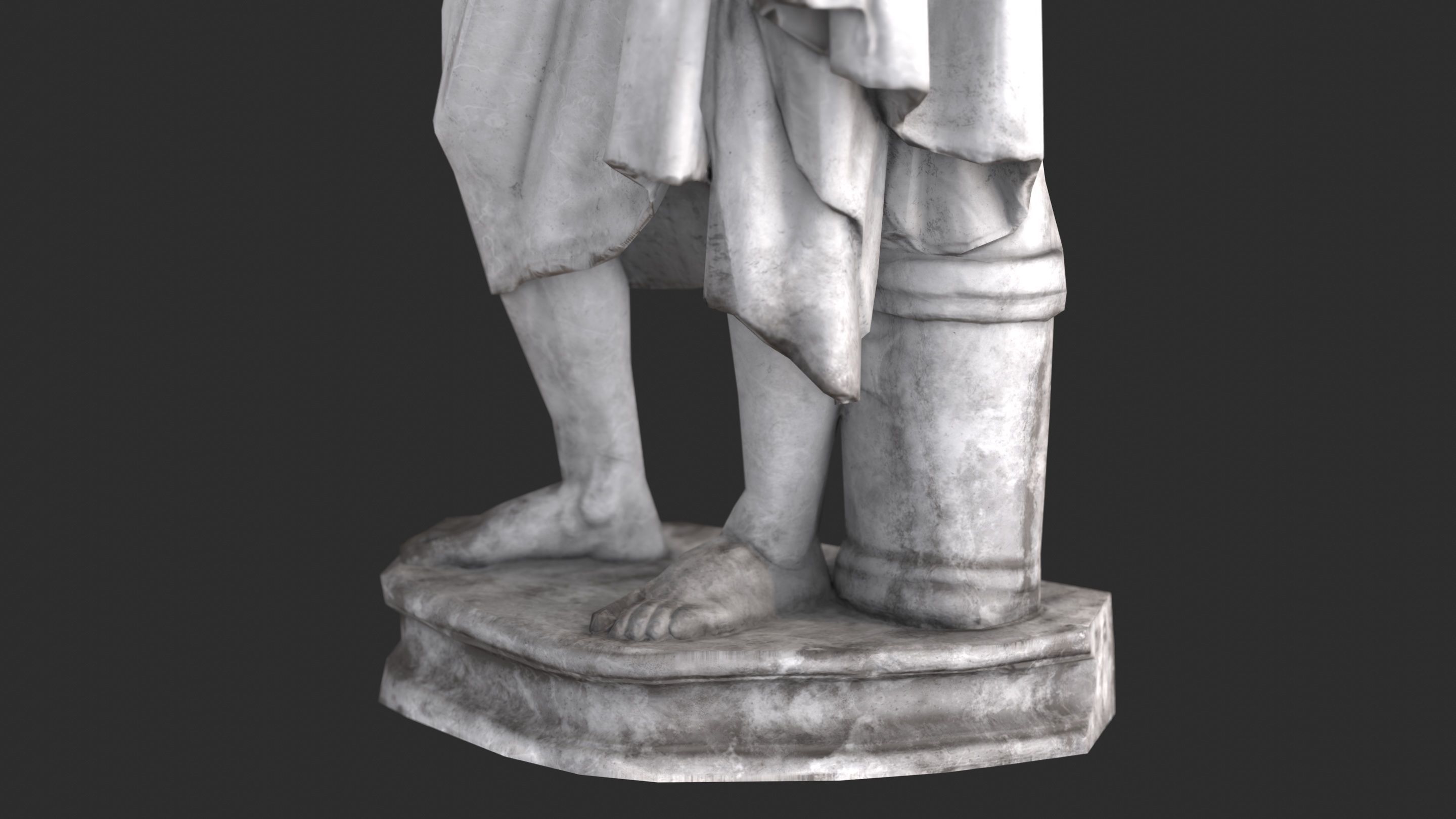 Greek Man Statue - Granite Low-poly 3D model_11