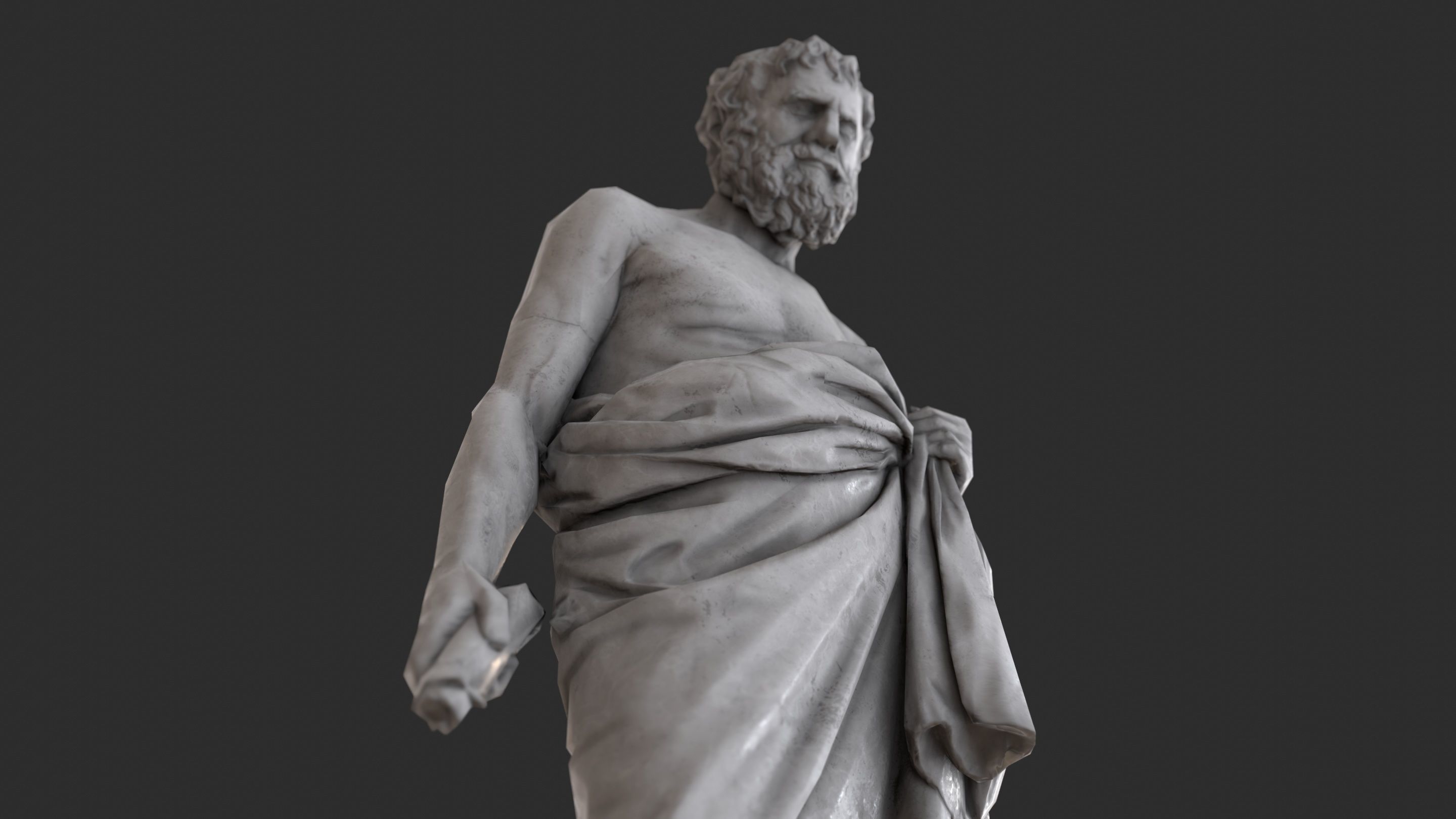 Greek Man Statue - Granite Low-poly 3D model_10