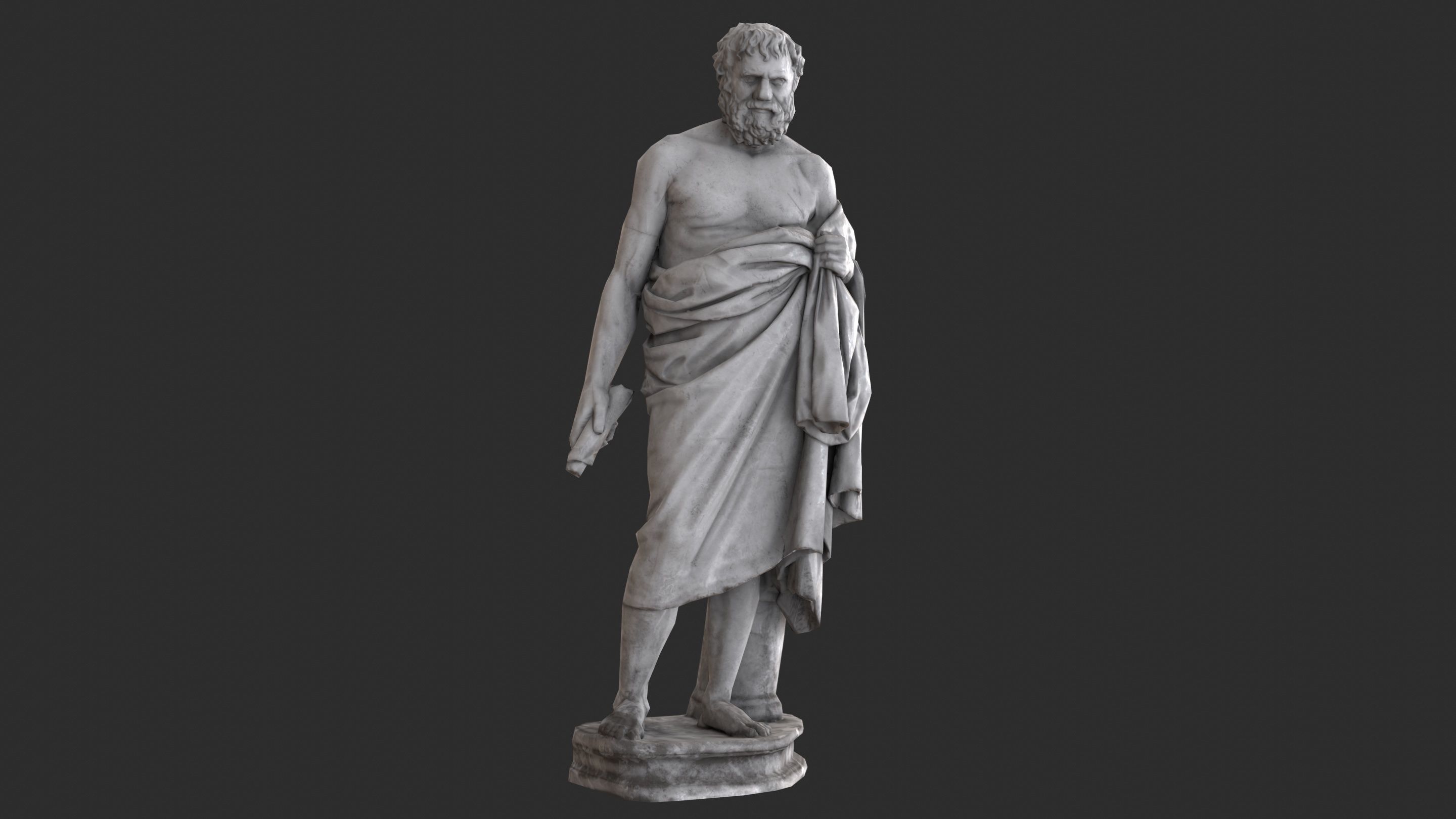 Greek Man Statue - Granite Low-poly 3D model_2