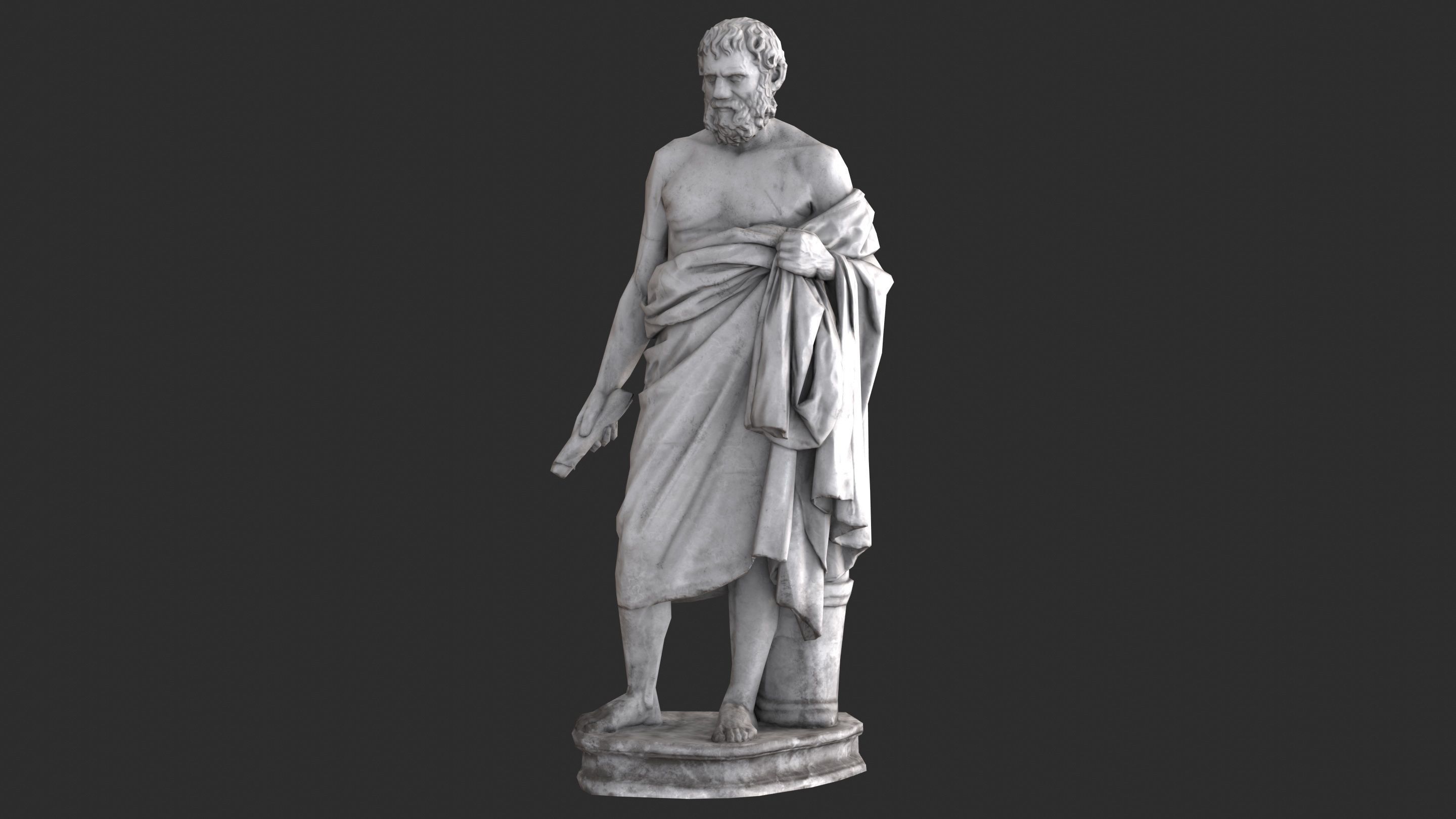 Greek Man Statue - Granite Low-poly 3D model_1