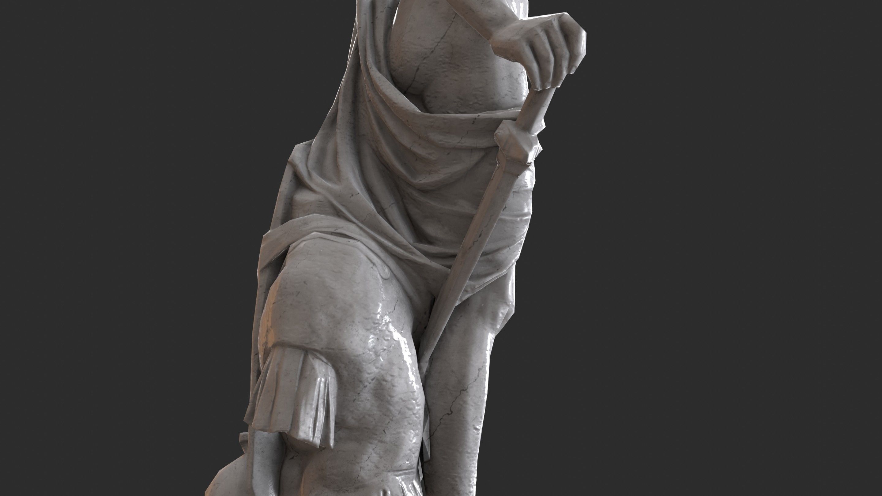 Roman Imperator - Marble Low-poly 3D model_9