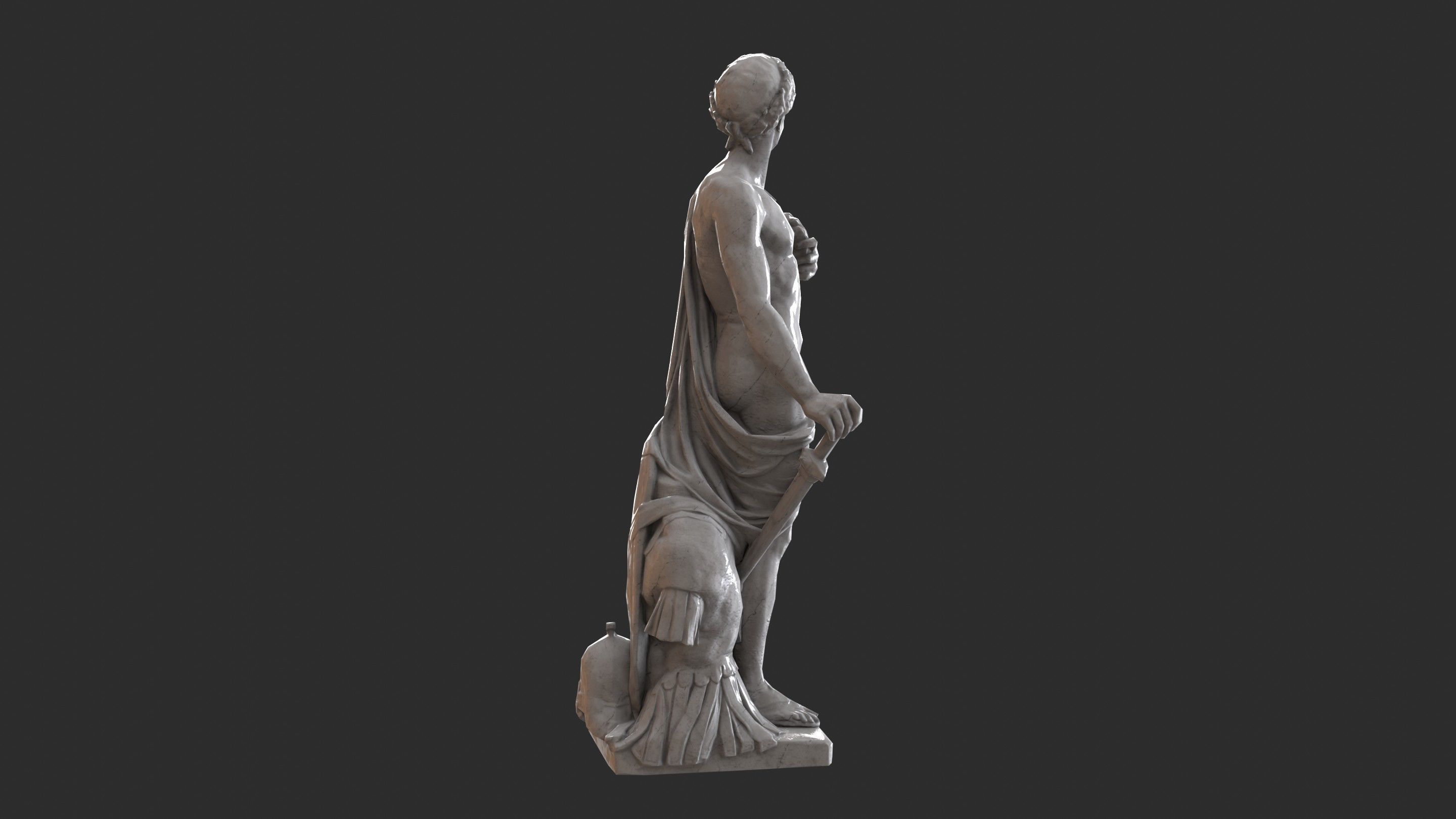 Roman Imperator - Marble Low-poly 3D model_3