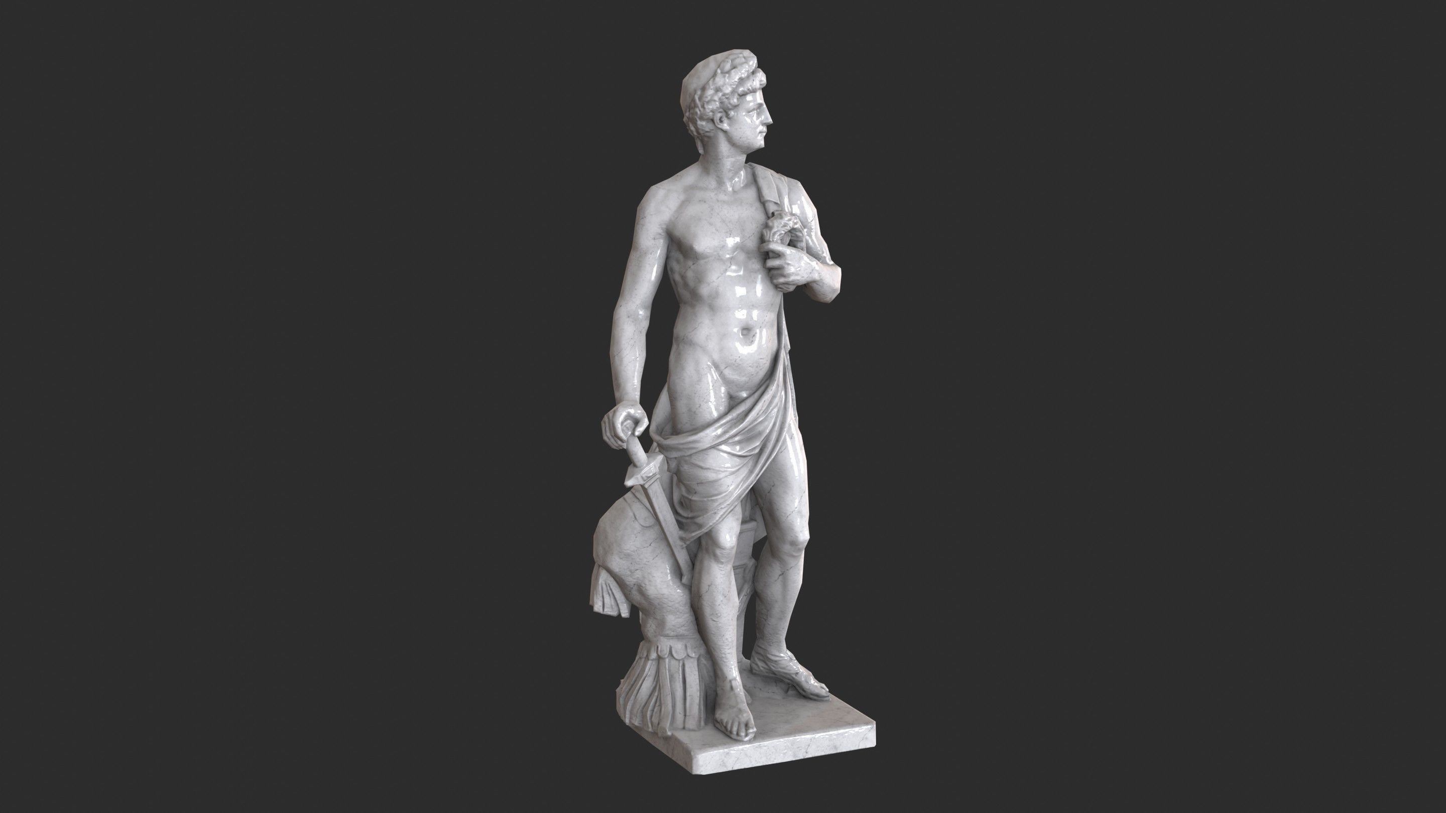 Roman Imperator - Marble Low-poly 3D model_2