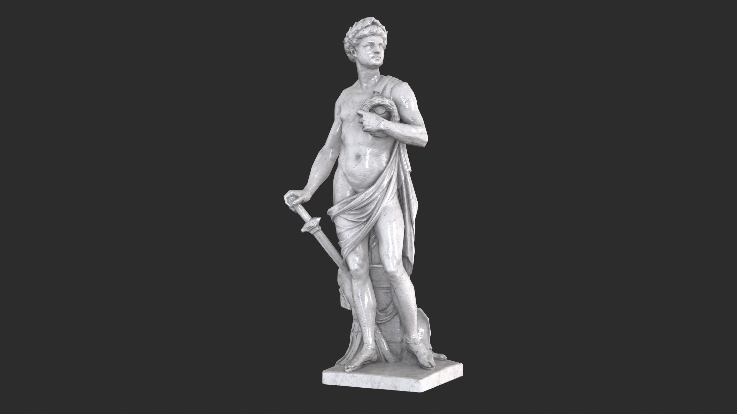 Roman Imperator - Marble Low-poly 3D model_1