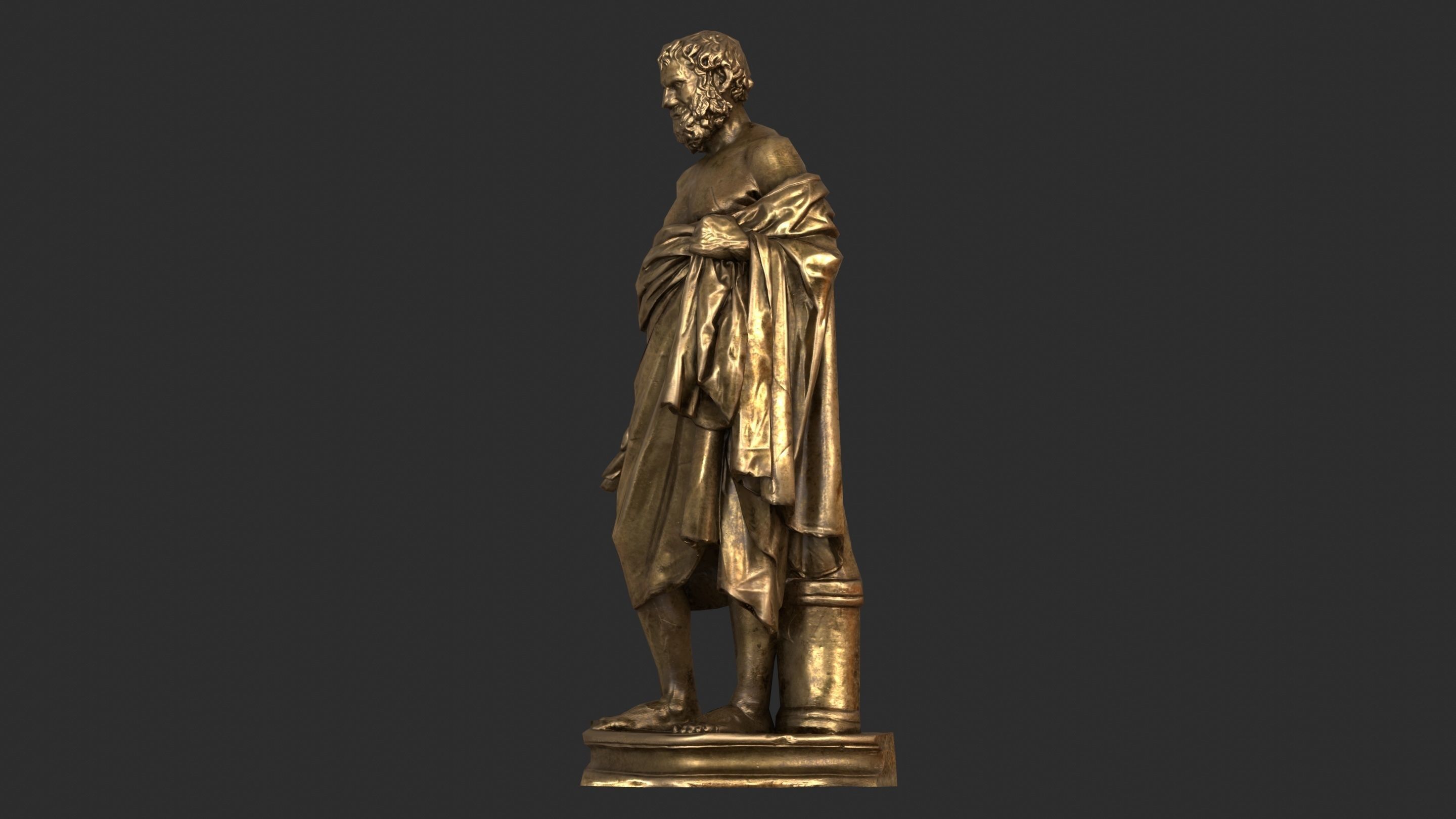 Greek Man Statue - Gold Low-poly 3D model_8