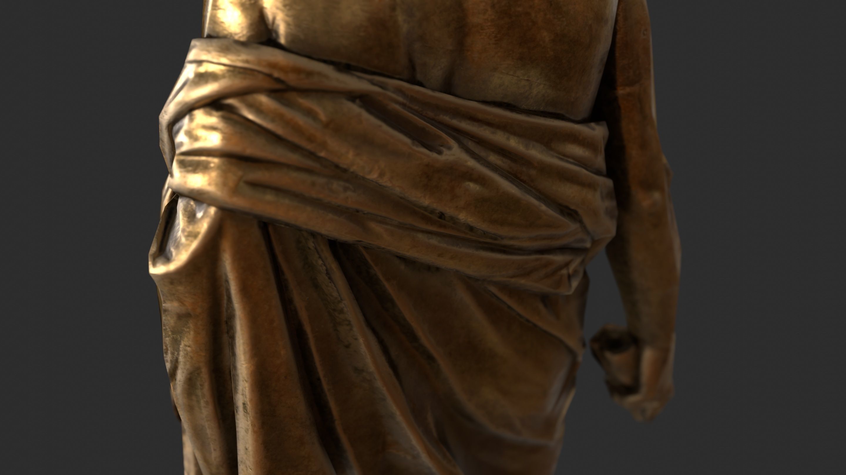 Greek Man Statue - Gold Low-poly 3D model_12