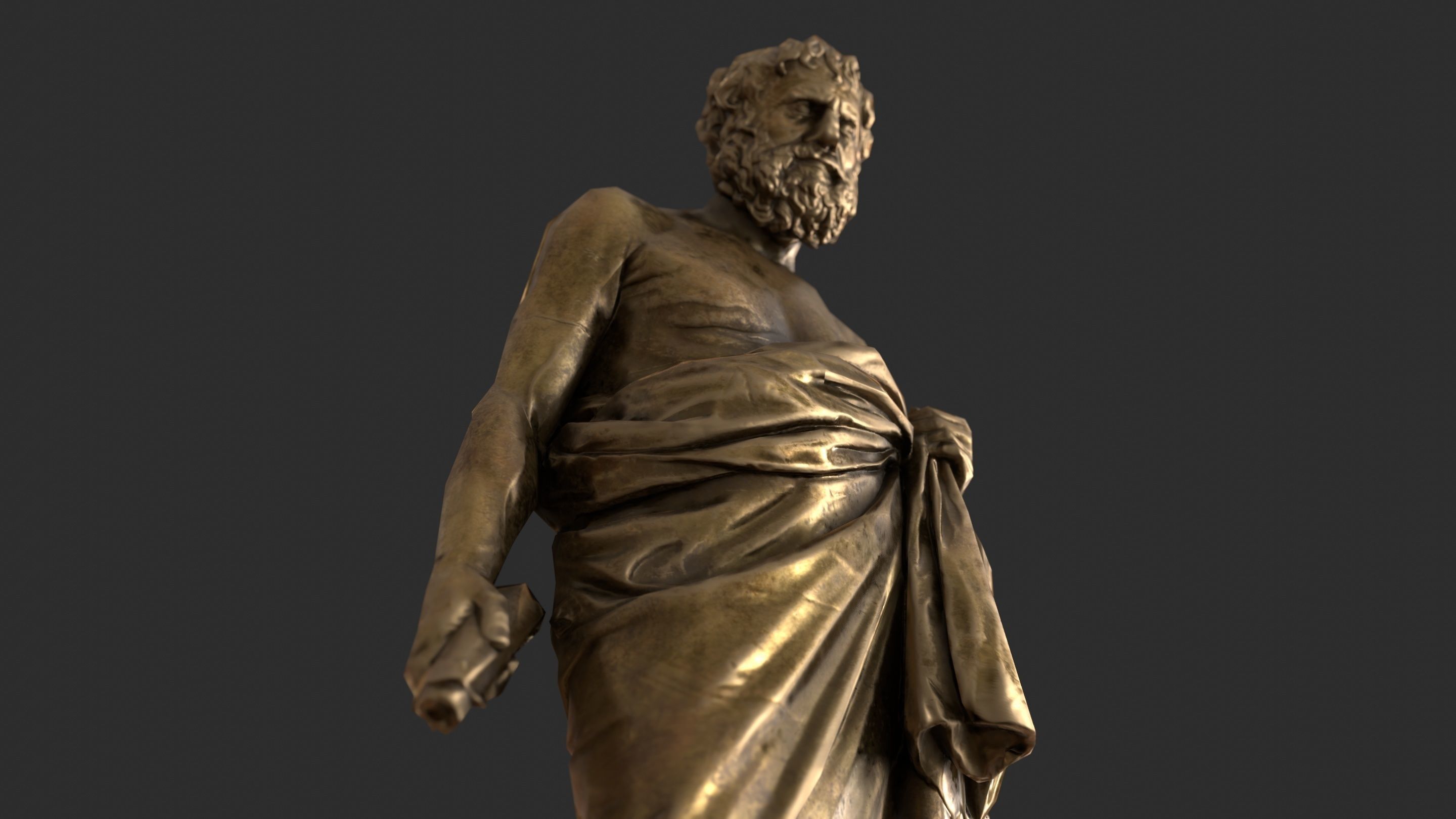 Greek Man Statue - Gold Low-poly 3D model_10