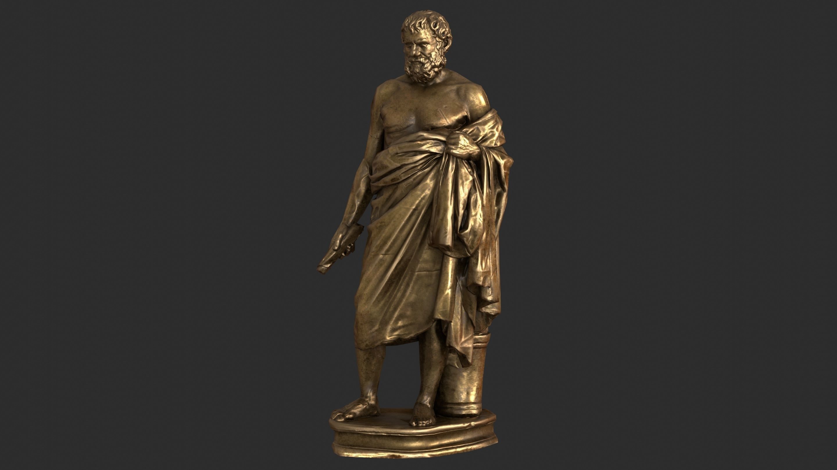 Greek Man Statue - Gold Low-poly 3D model_1
