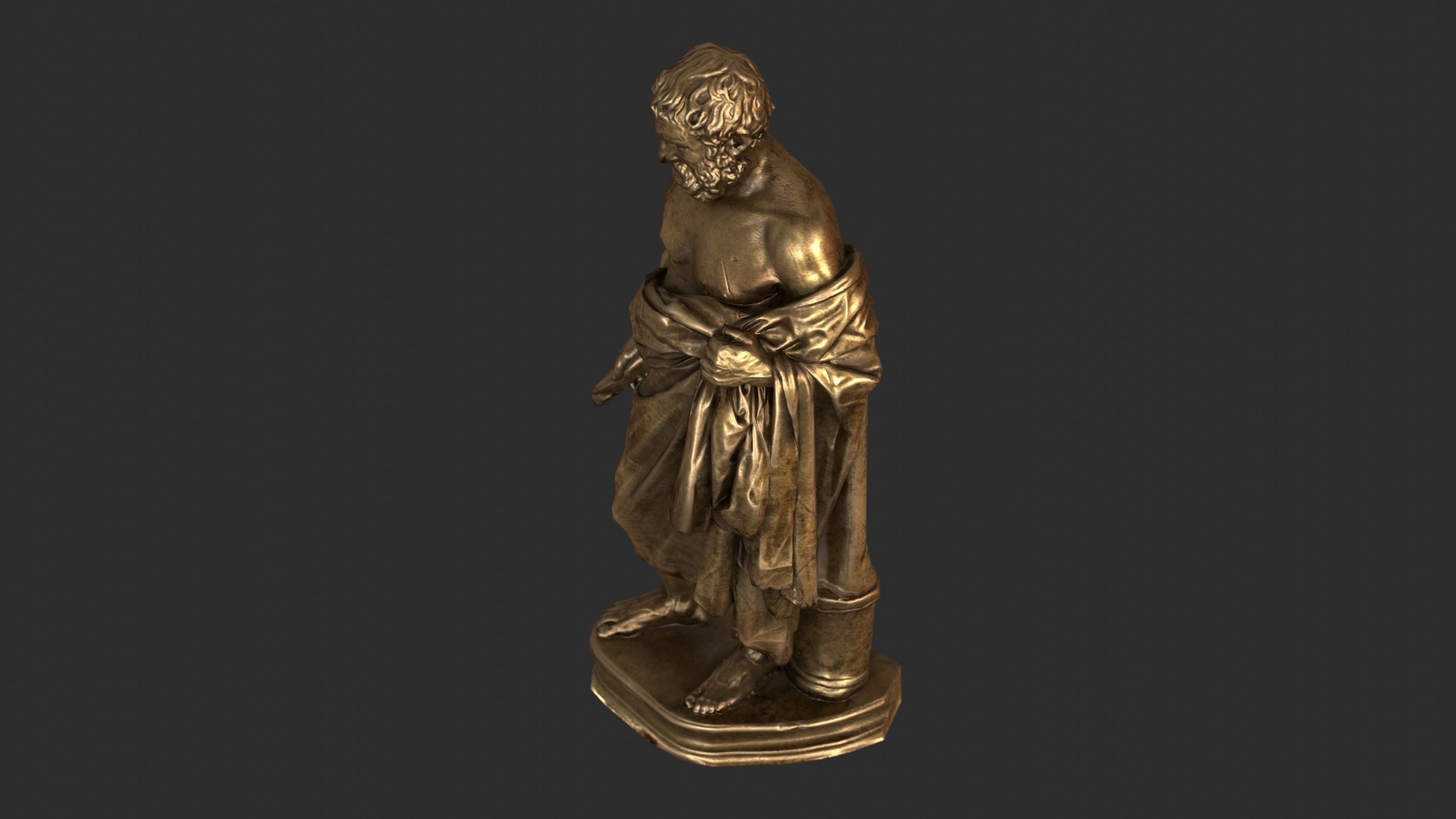 Greek Man Statue - Gold Low-poly 3D model_7