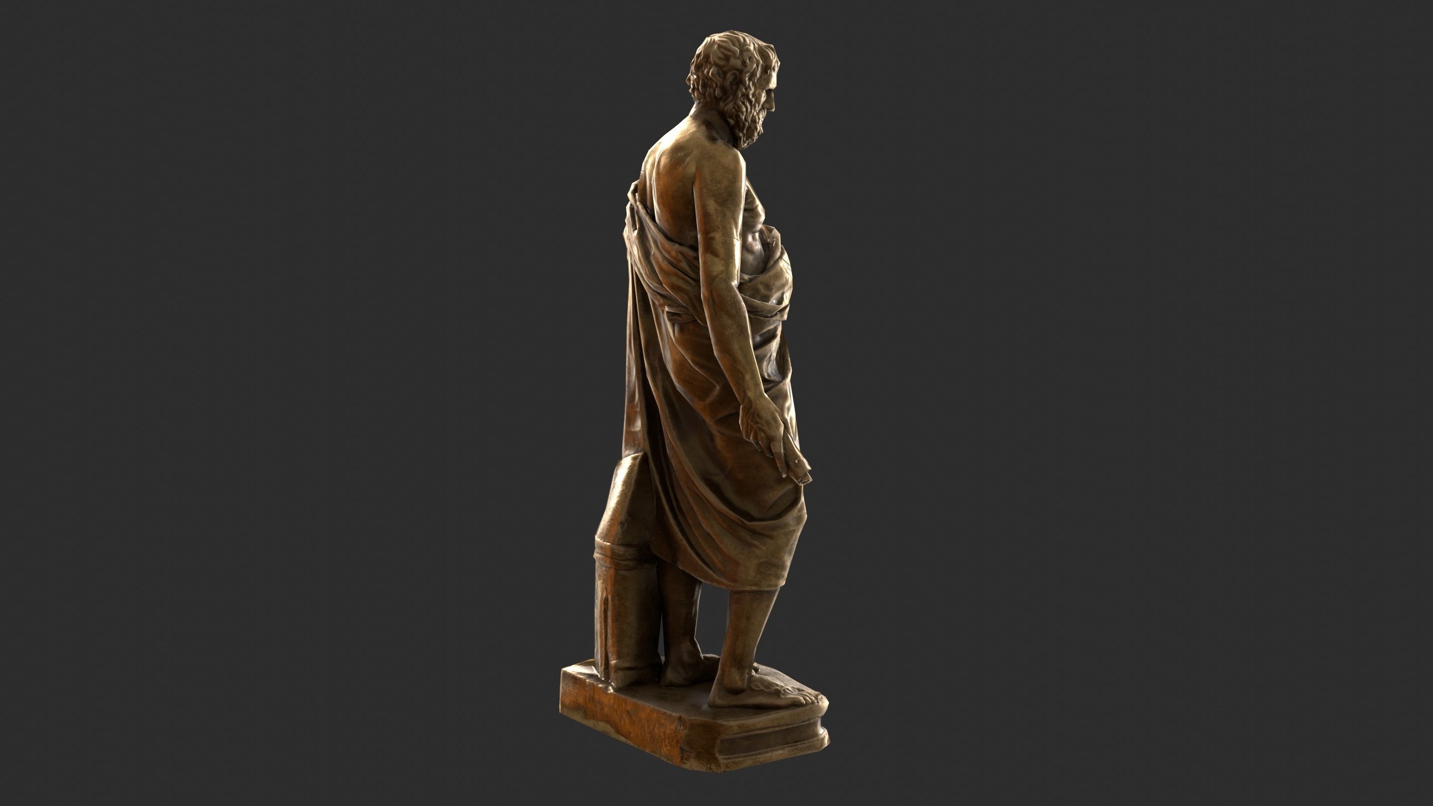 Greek Man Statue - Gold Low-poly 3D model_4
