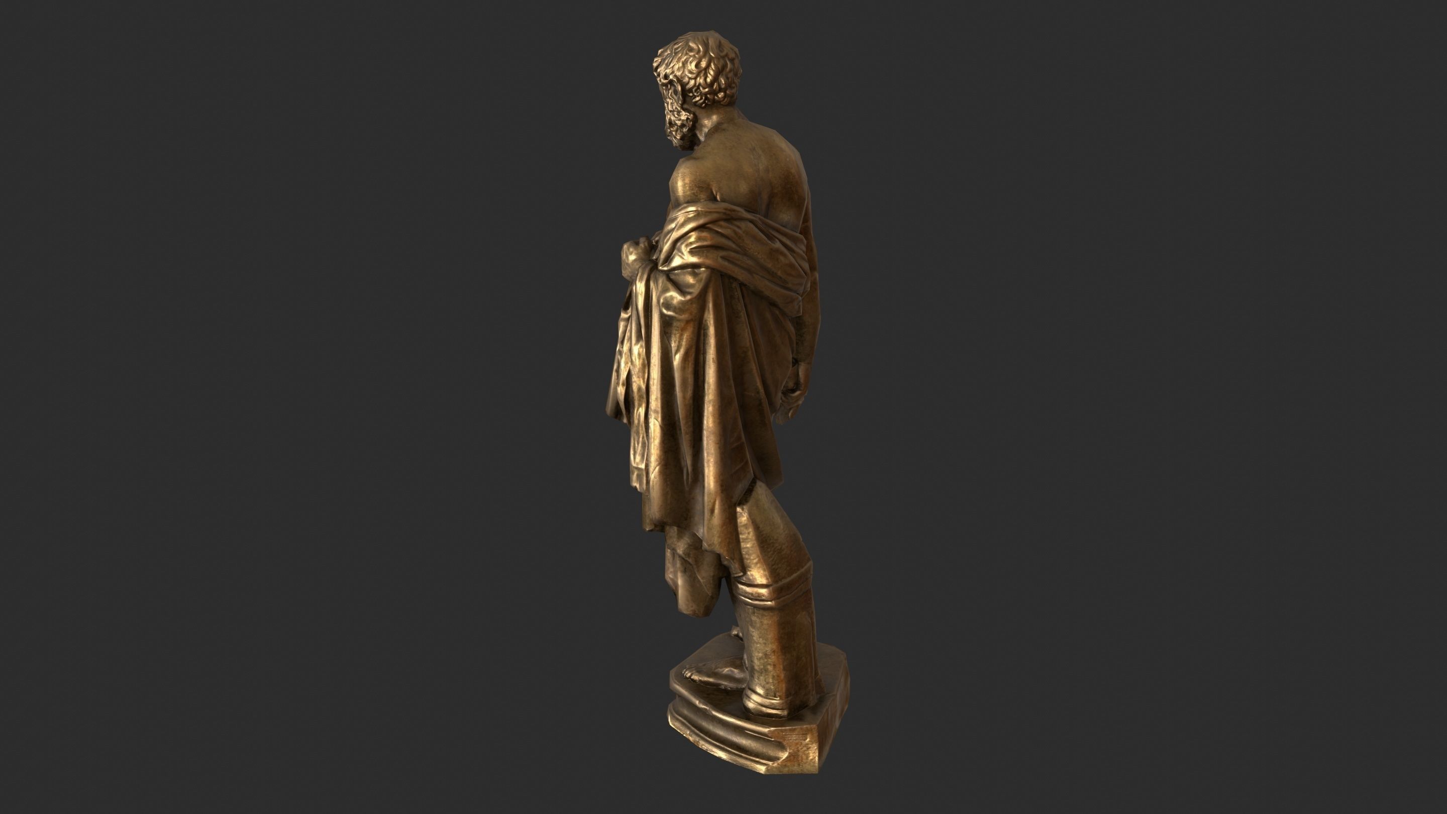 Greek Man Statue - Gold Low-poly 3D model_6