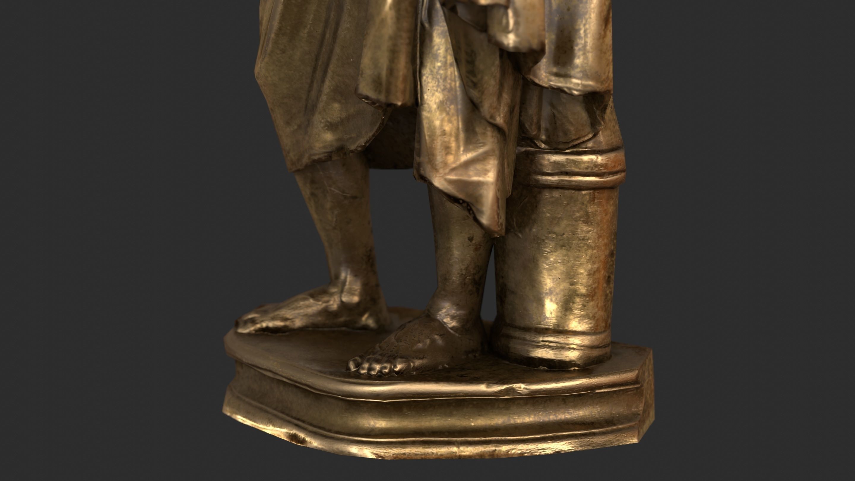 Greek Man Statue - Gold Low-poly 3D model_11