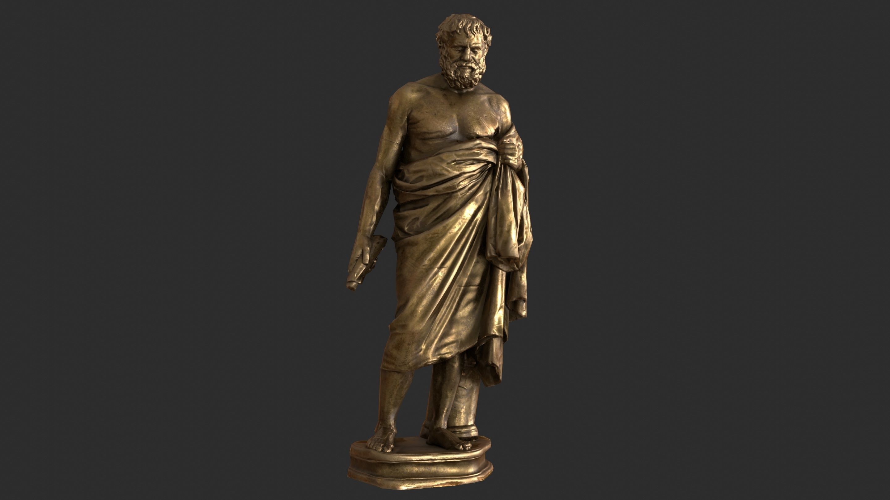Greek Man Statue - Gold Low-poly 3D model_2
