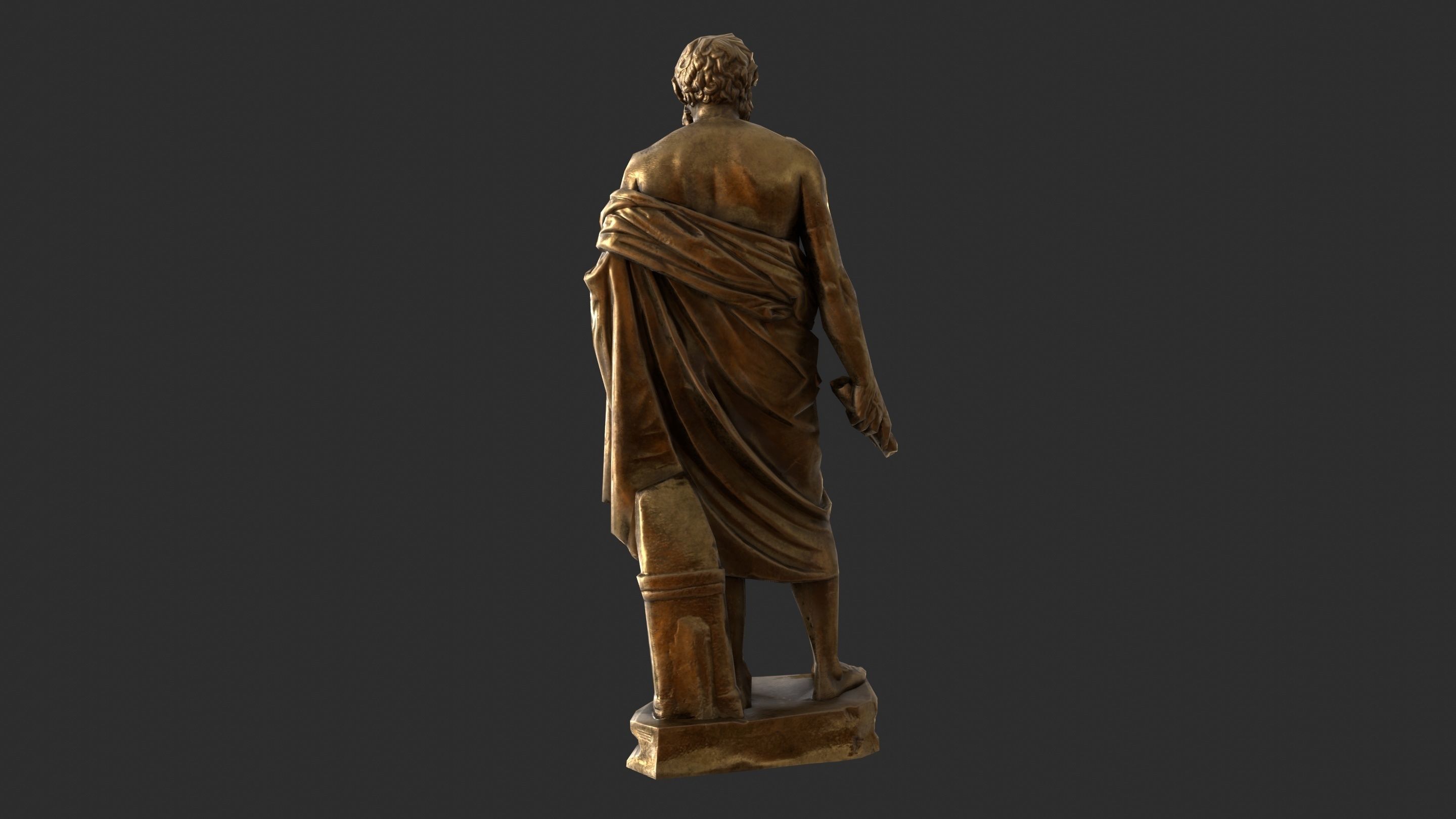Greek Man Statue - Gold Low-poly 3D model_5