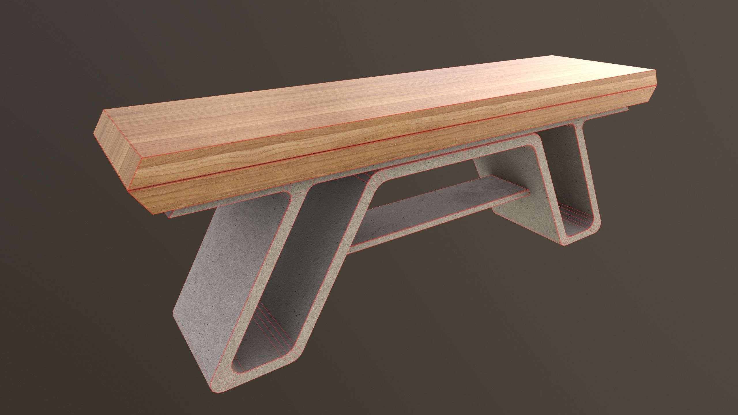 Modern Bench 3D Model VR AR  Low-poly 3D model_16