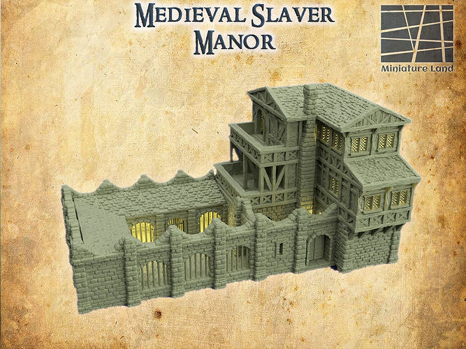 Medieval Slaver Manor Tabletop Terrain 28 mm 3D print model