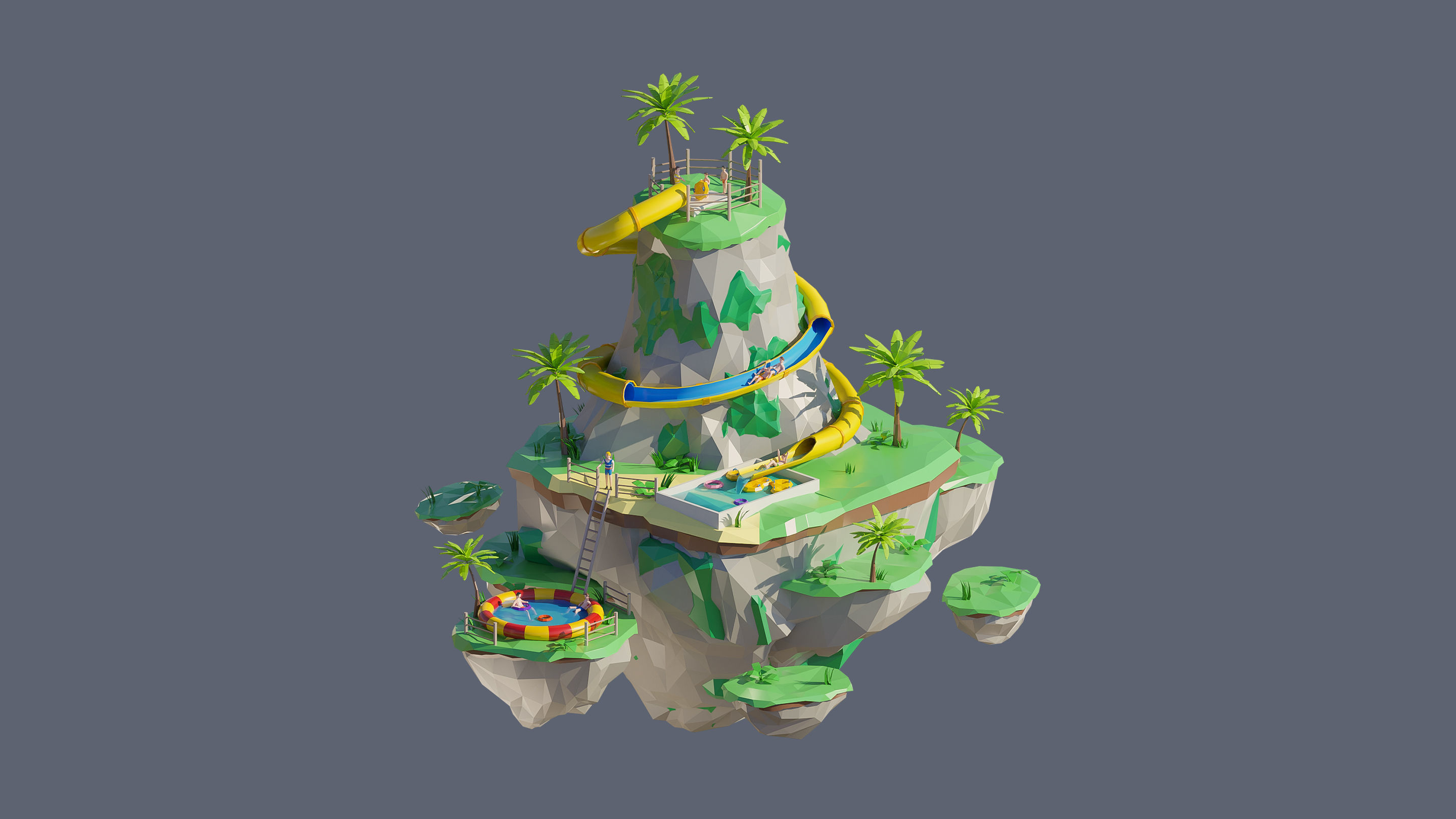 Worlds Islands Low-poly 3D model_10