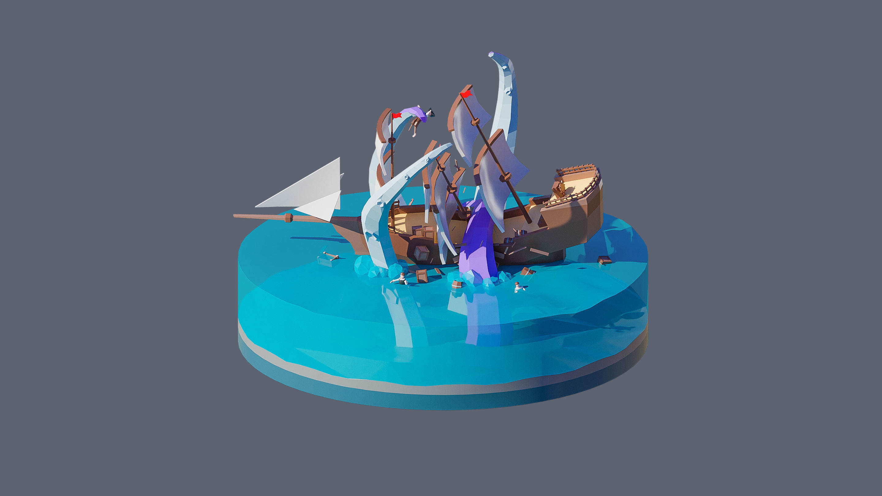 Worlds Islands Low-poly 3D model_19