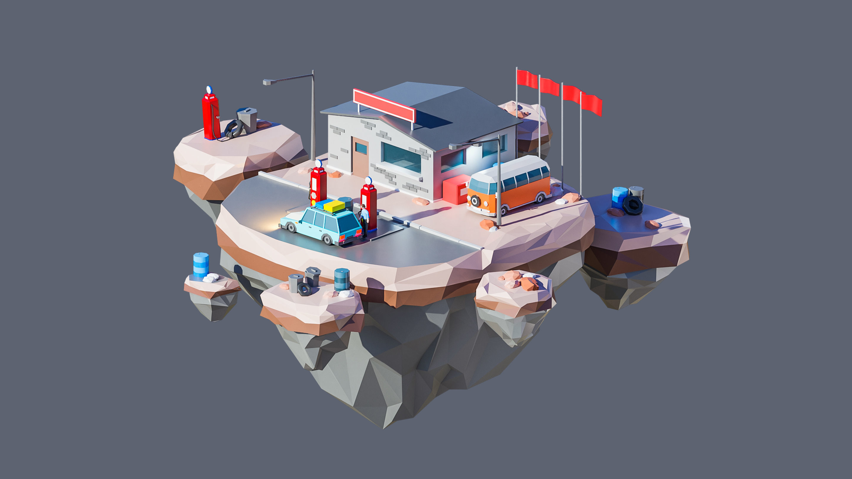 Worlds Islands Low-poly 3D model_30