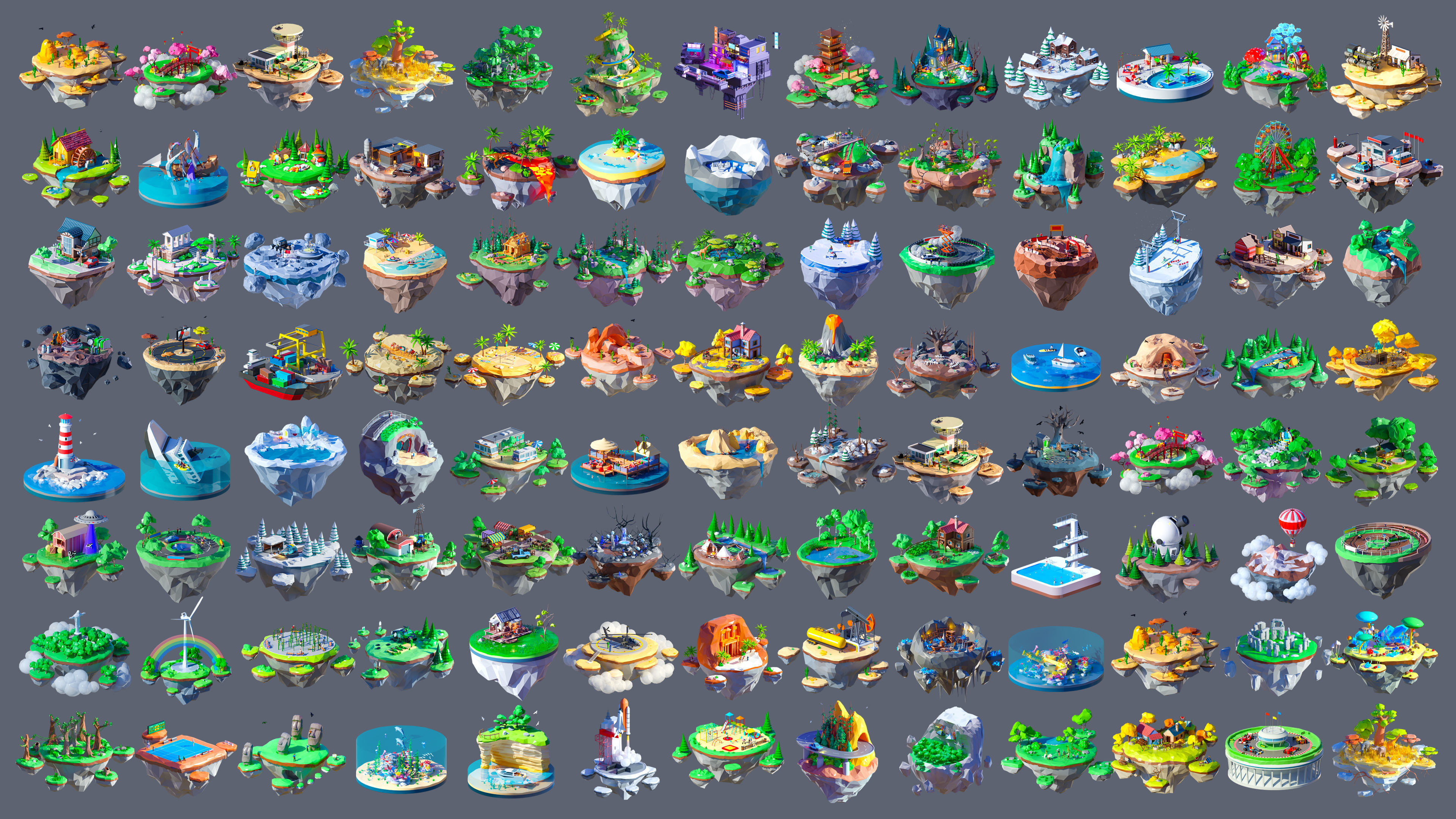 Worlds Islands Low-poly 3D model_2