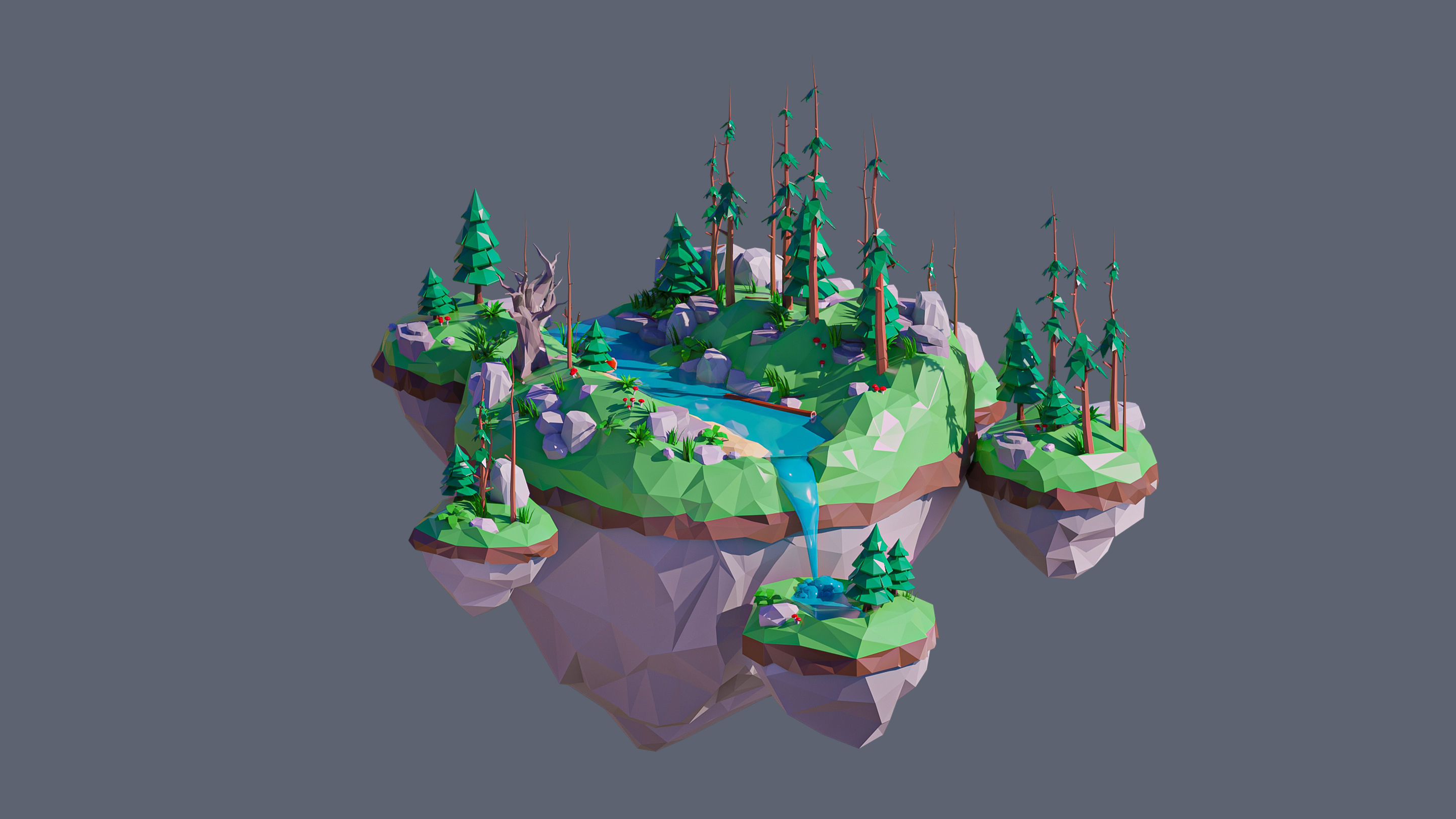Worlds Islands Low-poly 3D model_36
