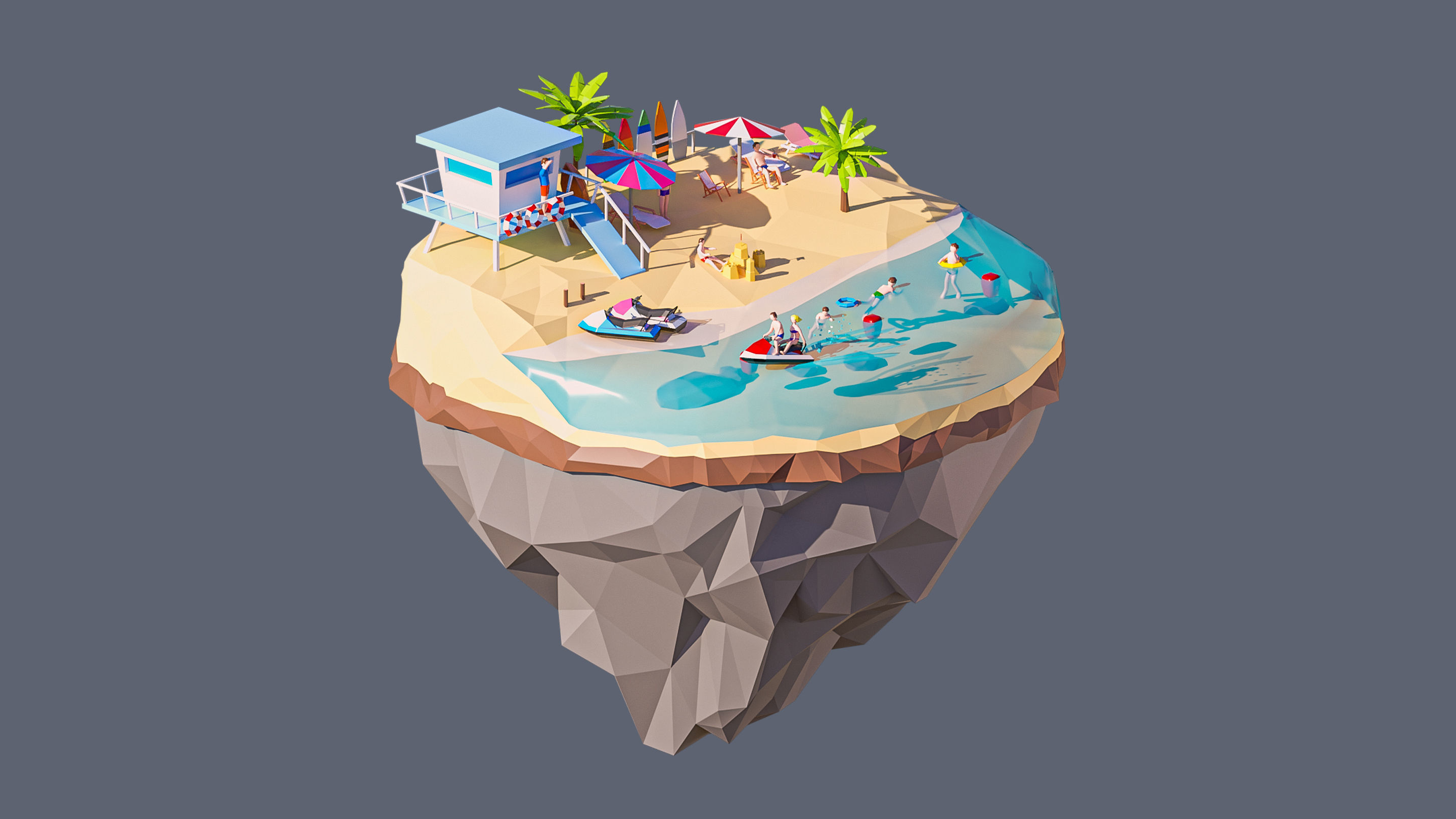 Worlds Islands Low-poly 3D model_34