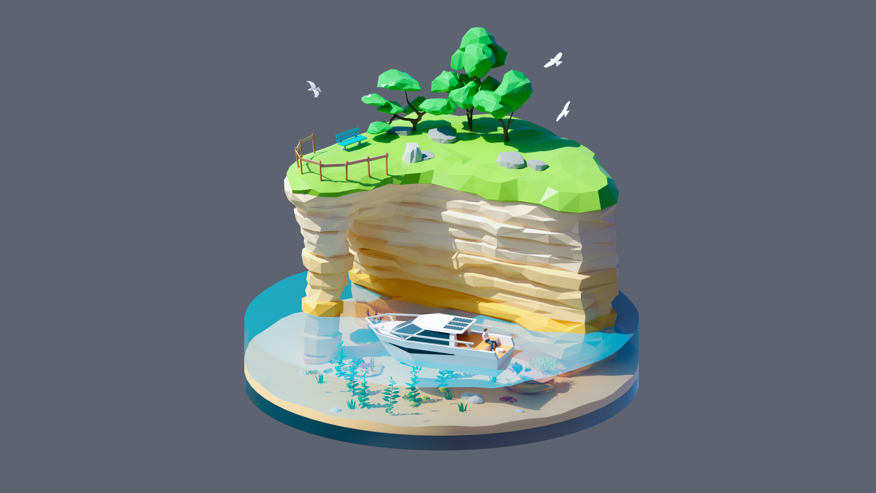 Worlds Islands Low-poly 3D model_100