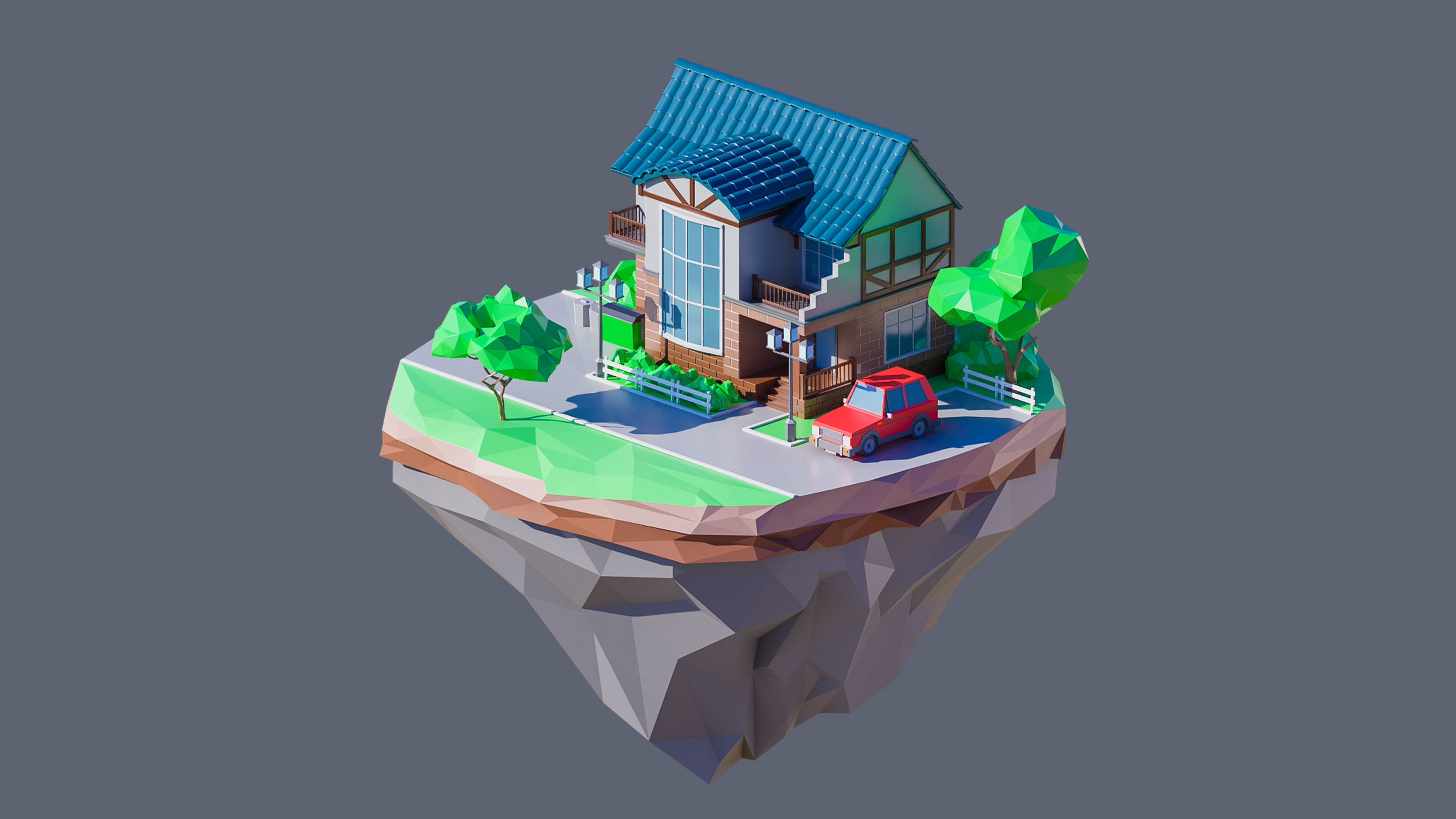 Worlds Islands Low-poly 3D model_31